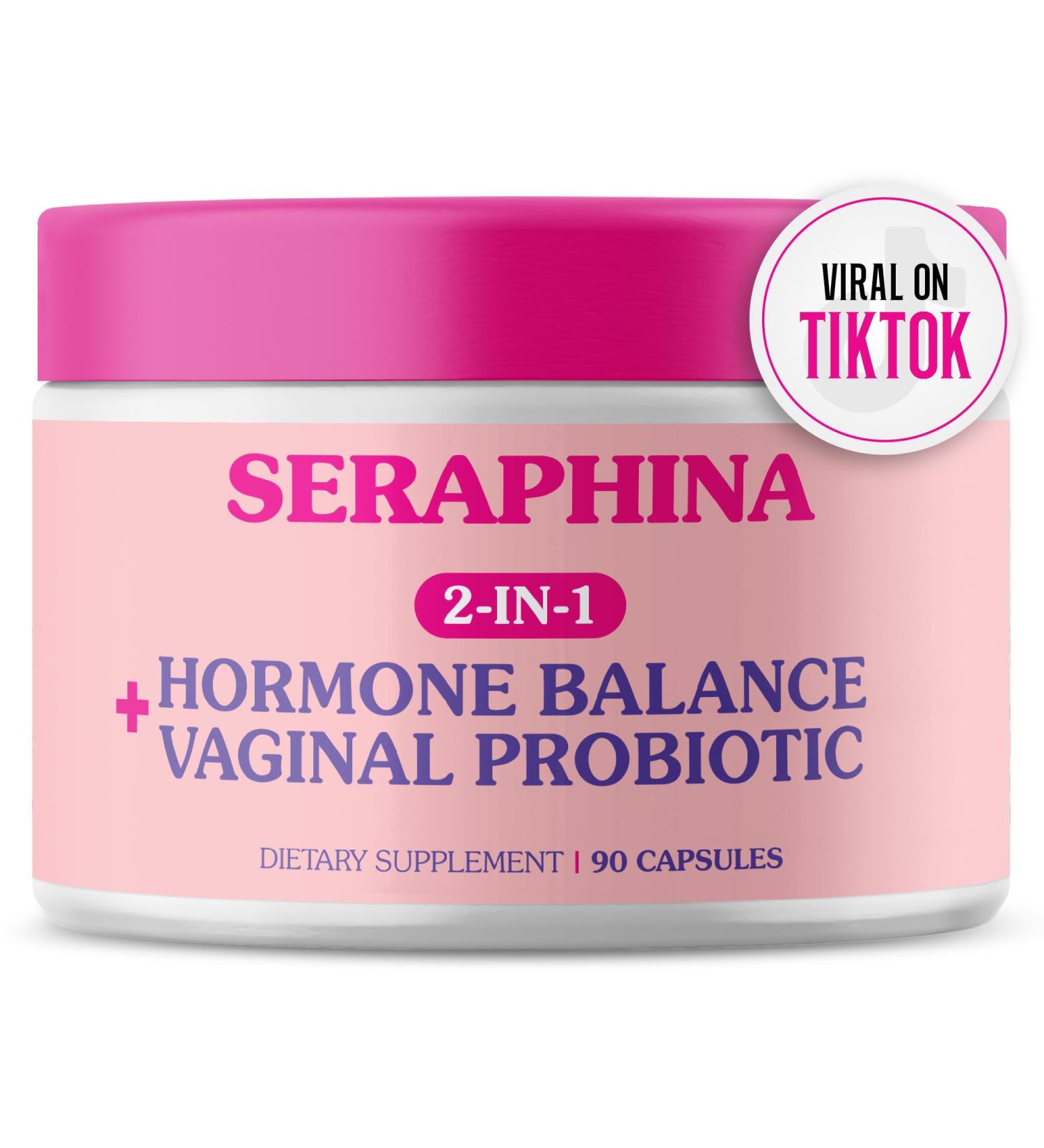 Seraphina Vaginal Probiotics 2-in-1 for Women | Hormone Balance PMS & Urinary Tract Health | 10 Billion CFU | 90 Capsules - Complete Feminine Care - Buy Online on GoSupps.com