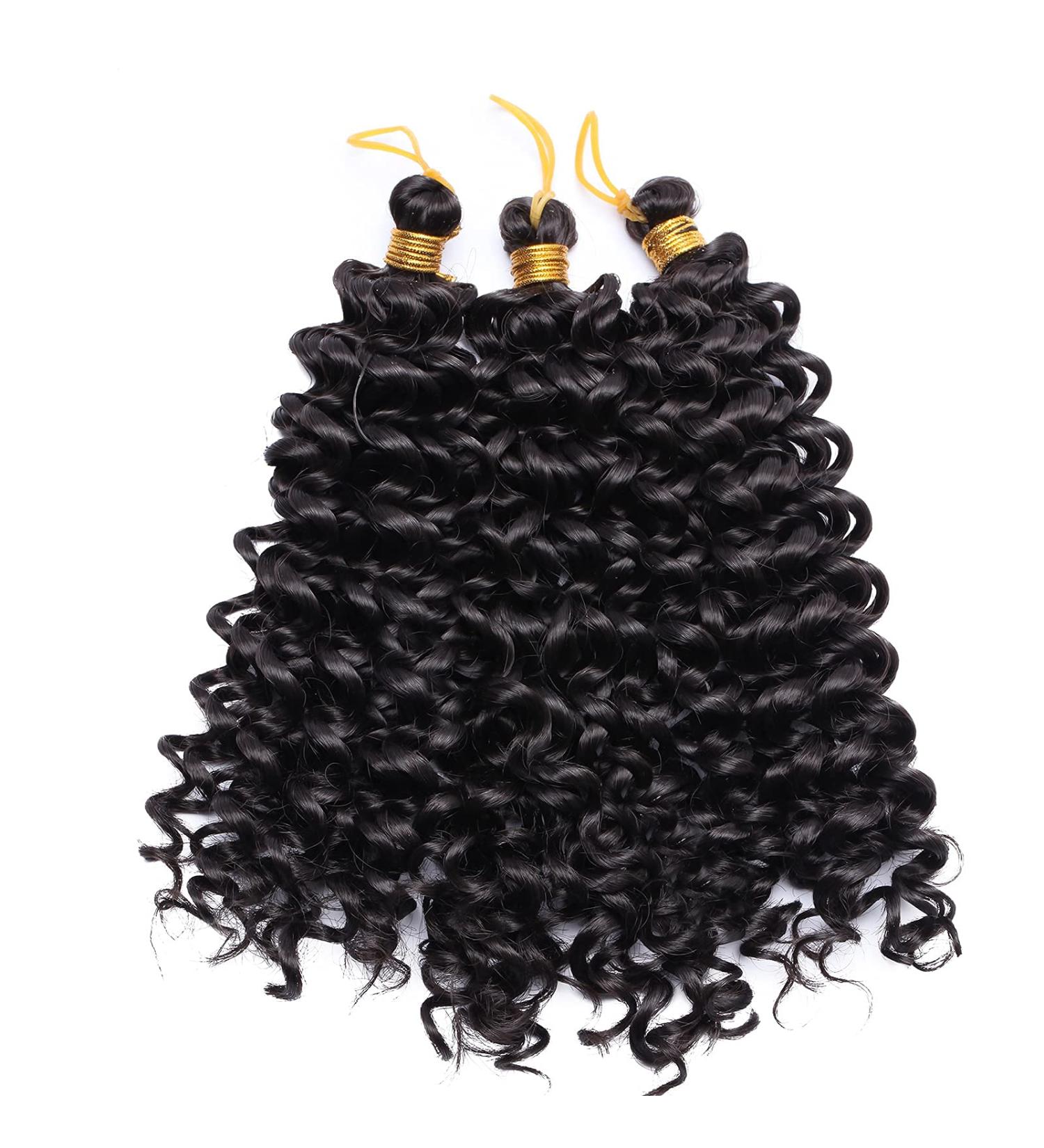 Afro Braiding Hair Extensions Water Wavy Marlybob Crochet Hair Weave Braids Synthetic Kinky Deep Curly - Natural Black - Buy Online on GoSupps.com