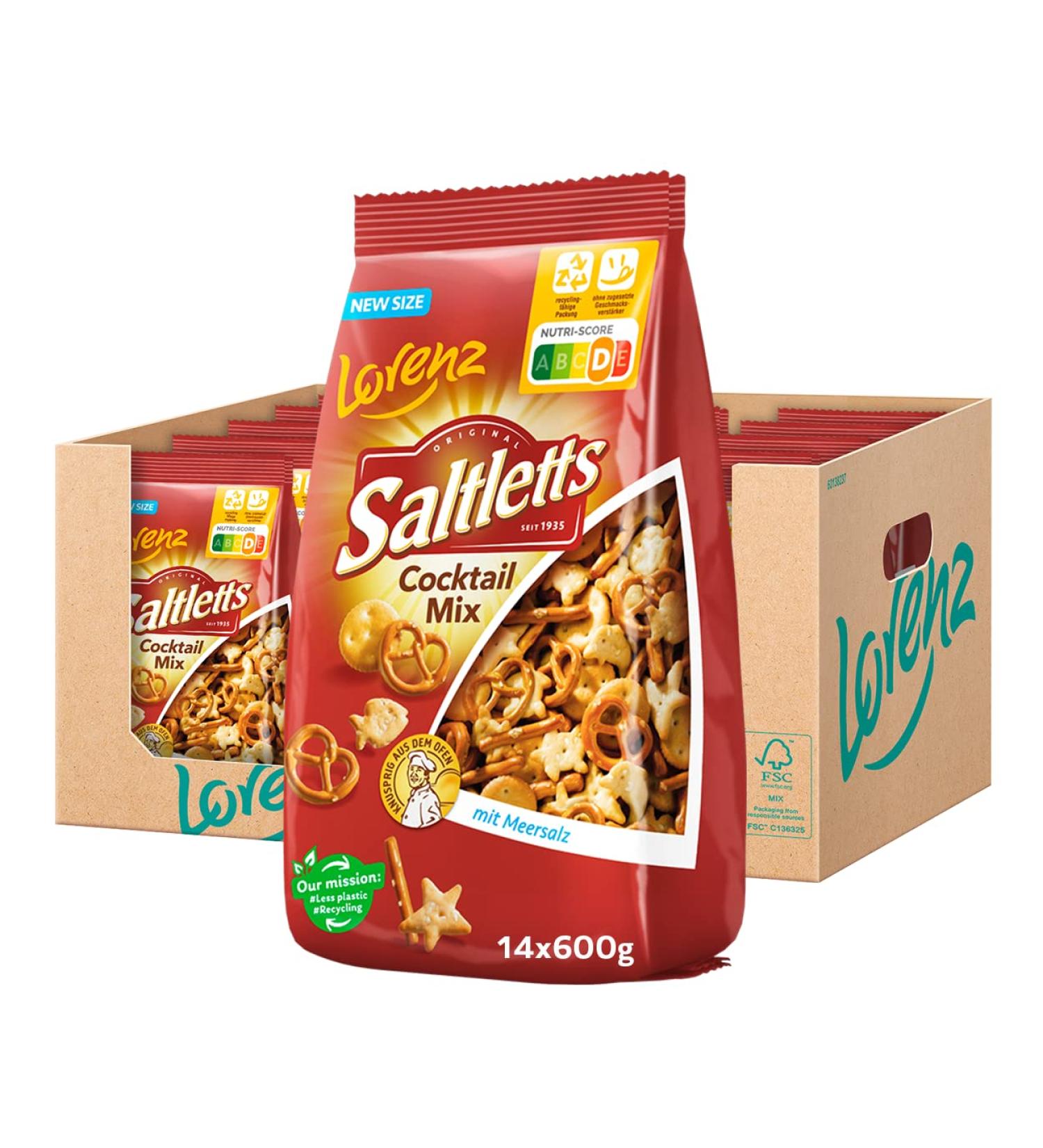 Lorenz Snack World Saltletts Cocktail Mix - 14 Pack (14 x 600g) | Perfect Snack Mix for Parties - Buy Online on GoSupps.com