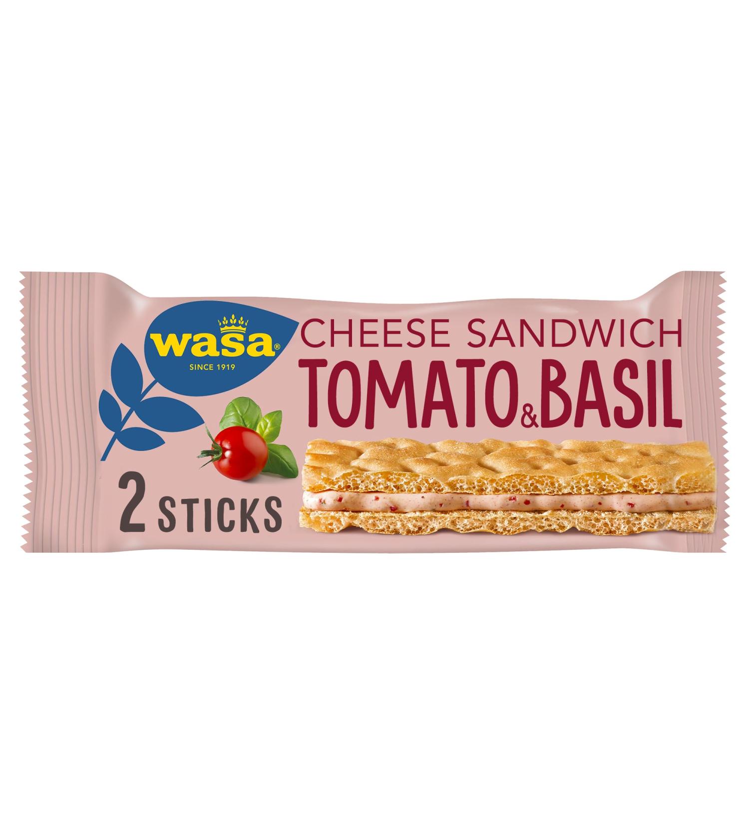 Wasa Sandwich Tomato & Basil - 24x40g | Delicious Crispbread Snack with Cheese & Dried Tomatoes | Perfect for International Shipping - Buy Online on GoSupps.com