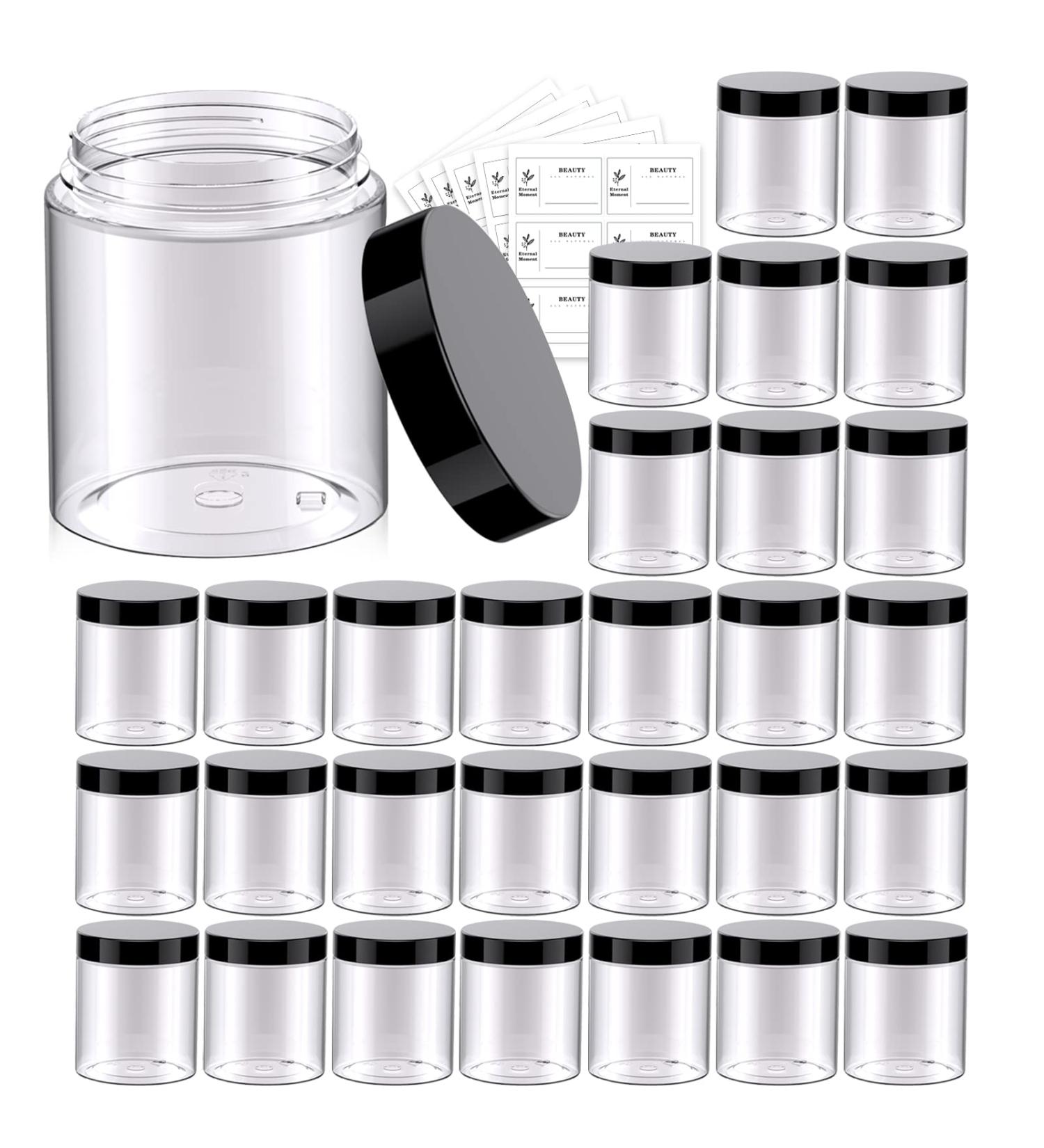 Eternal Moment 8 oz Plastic Jars with Lids 30 Pack - BPA Free Clear Cosmetic Containers for Lotions, Sugar Scrub, Body Butters - Refillable and Empty - Ideal for Slime and Samples - Buy Online on GoSupps.com