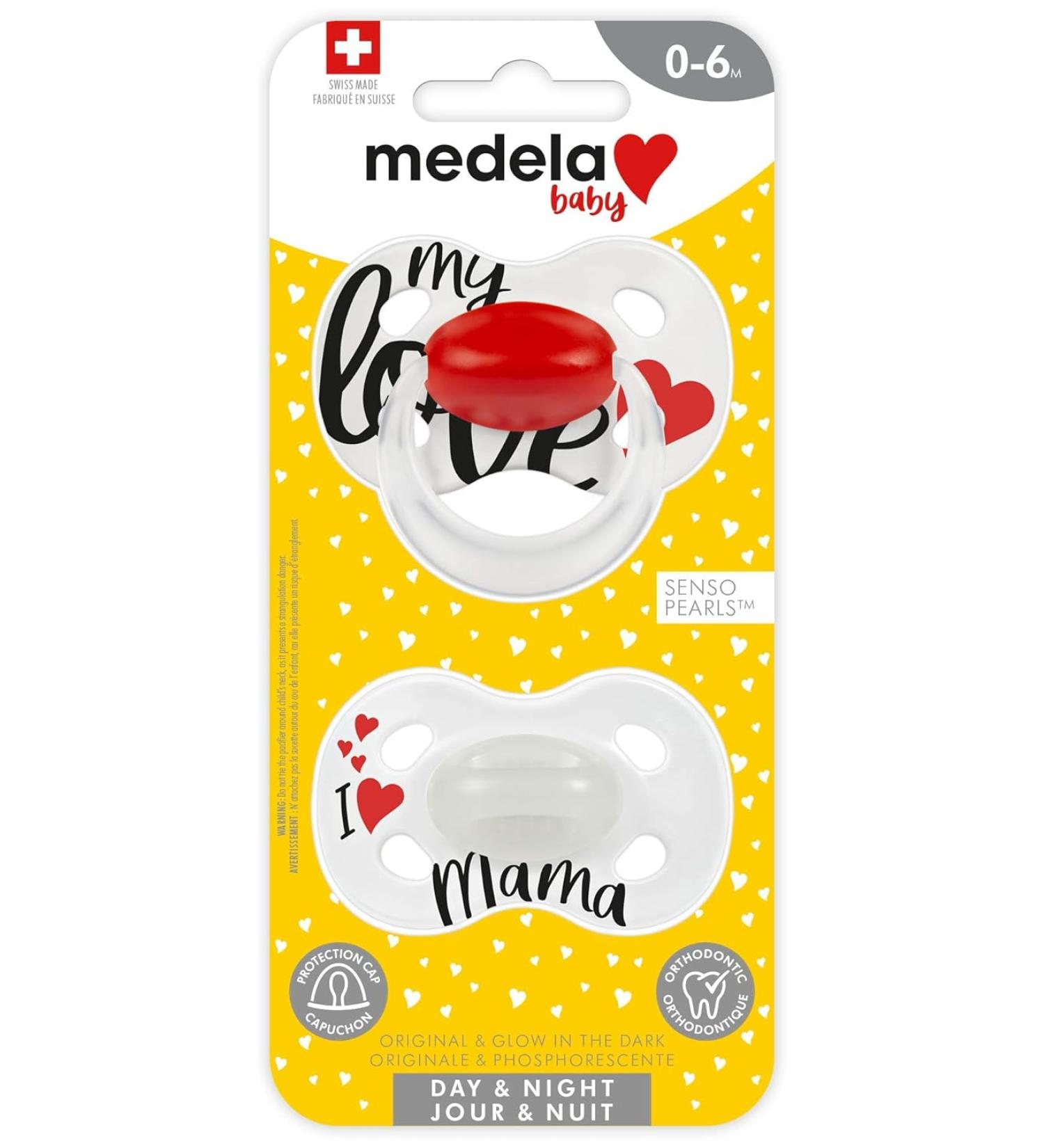 Medela Baby Pacifier 0-6 Months - My Love (Day & Night) - Pack of 2 - Buy Online on GoSupps.com