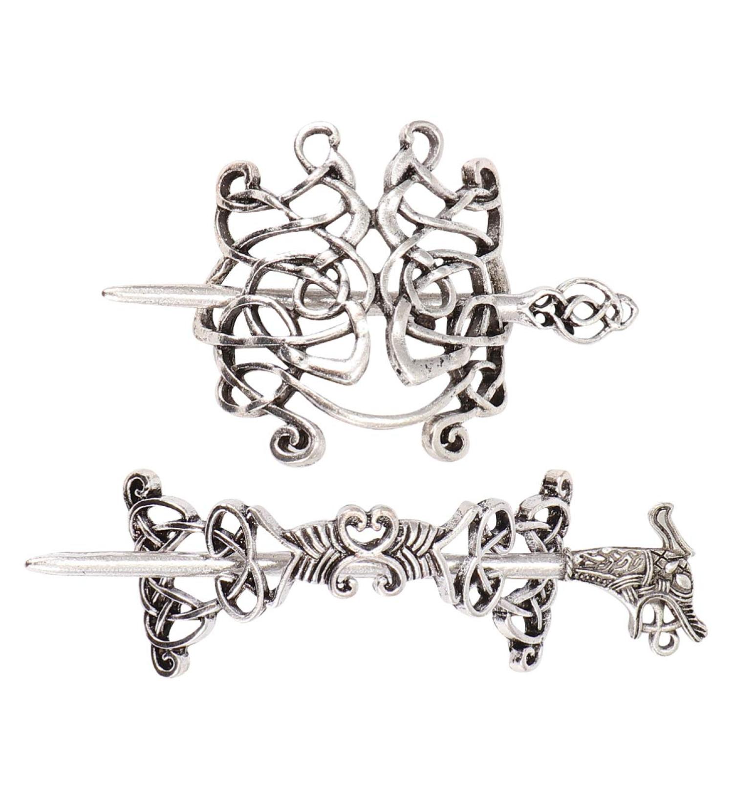 Solustre 2Pcs Celtic Hairpin - Vintage Viking Hair Clips & Alloy Jewelry Accessory - Buy Online on GoSupps.com