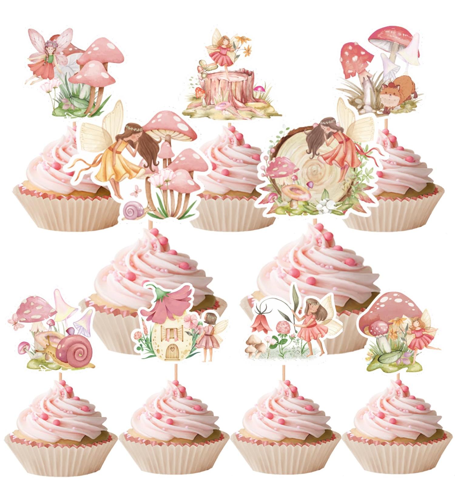 Rngmsi Fairy Cupcake Toppers - 36PCS Fairy Birthday Party Decor Chic Flower Fairy Baby Shower Party Cupcake Topper Decor Girls Elves Fairy Birthday Party Cupcake Supplies Decor Pink Fairy Pink Fairy - Buy Online on GoSupps.com