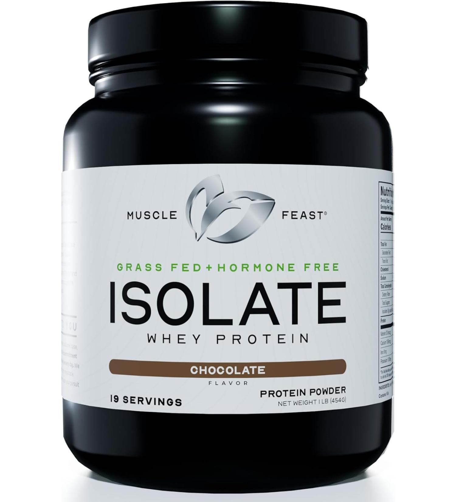 Muscle Feast Grass-Fed Whey Protein Isolate All Natural Hormone Free Pasture Raised 19 Servings - Chocolate - 16 Oz - Buy Online on GoSupps.com