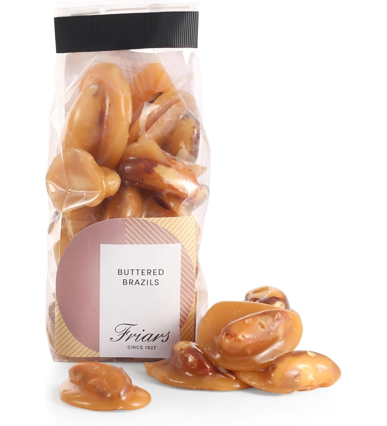 Friars Buttered Toffee Brazil Nuts - 250g Bag | Brittle Butter Toffee Coated Bolivian Brazil Nuts | Artisan Sweets for Vegetarians | Perfect Gift for Special Occasions - Buy Online on GoSupps.com