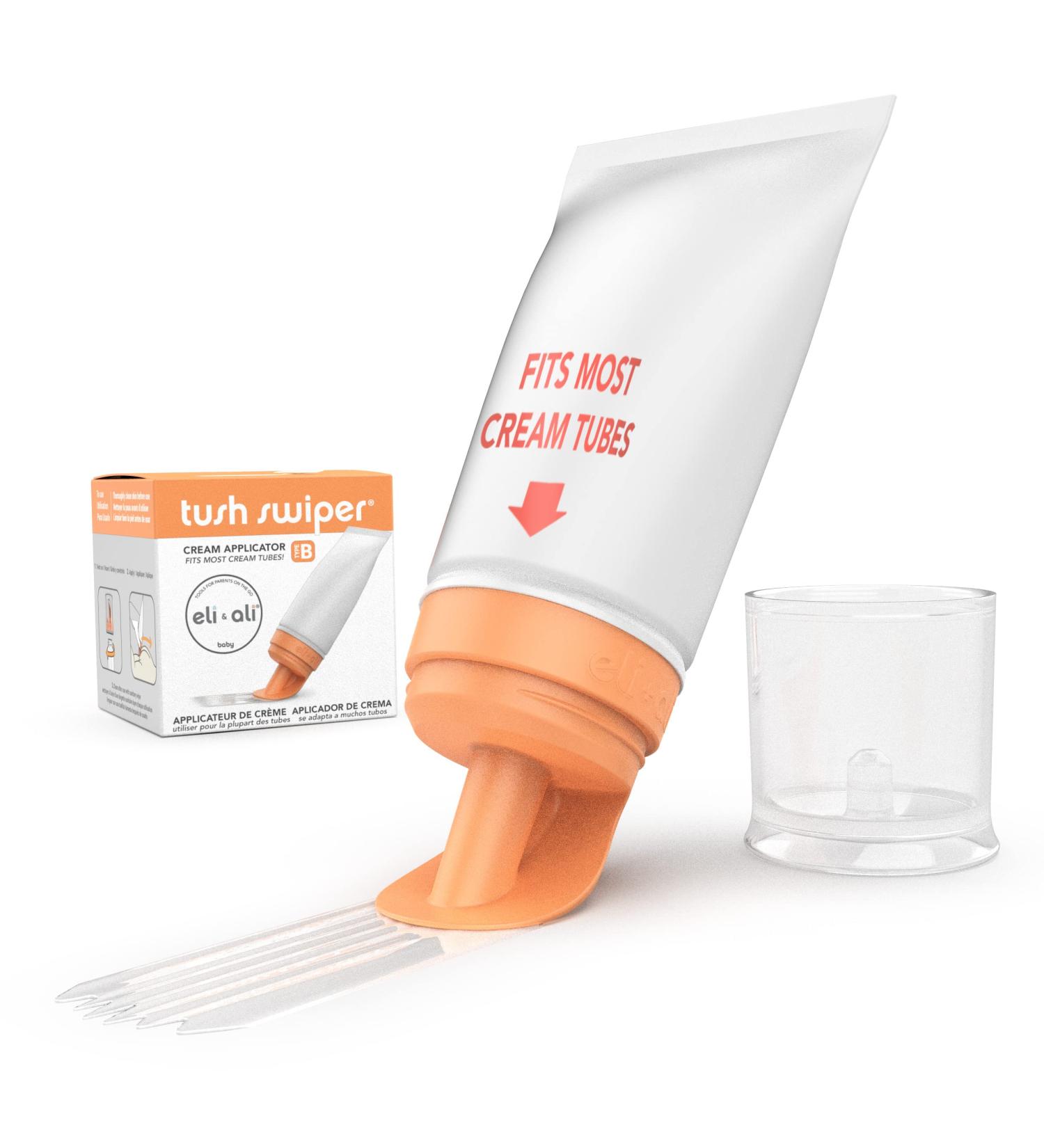 Eli & Ali Tush Swiper - Diaper Rash Cream Applicator & Dispenser - Mess-Free & Travel-Friendly - Safe for Newborns - Orange - Buy Online on GoSupps.com