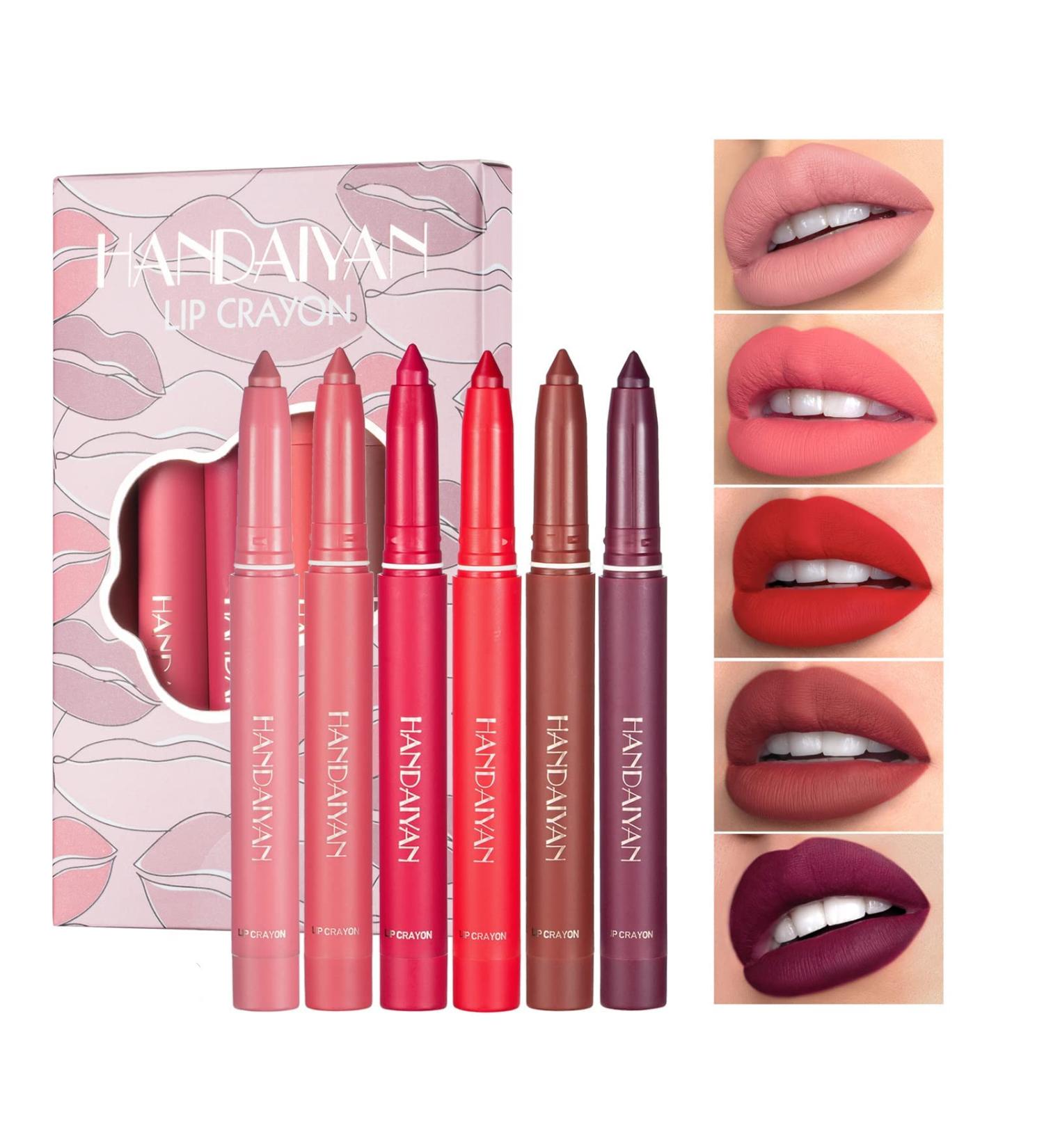 Handaiyan Anglicolor Matte Lip Liner Pencil Set - 12 Vegan Cruelty-Free High Pigmented Colors - Buy Online on GoSupps.com