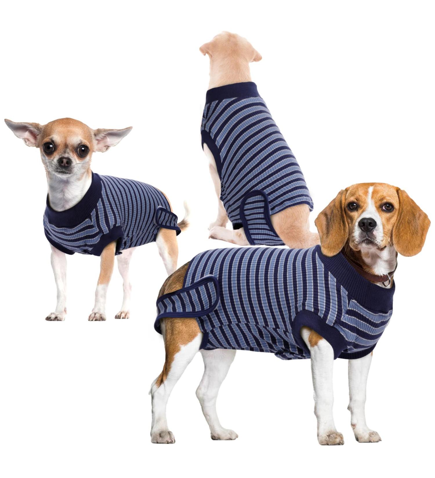 Buy Hjumarayan Dog Post-Castration Body - Breathable & Comfortable Medical Bodysuit for Small Medium Large Dogs - Blue Striped Alternative to Traditional Recovery Vests - Buy Online on GoSupps.com