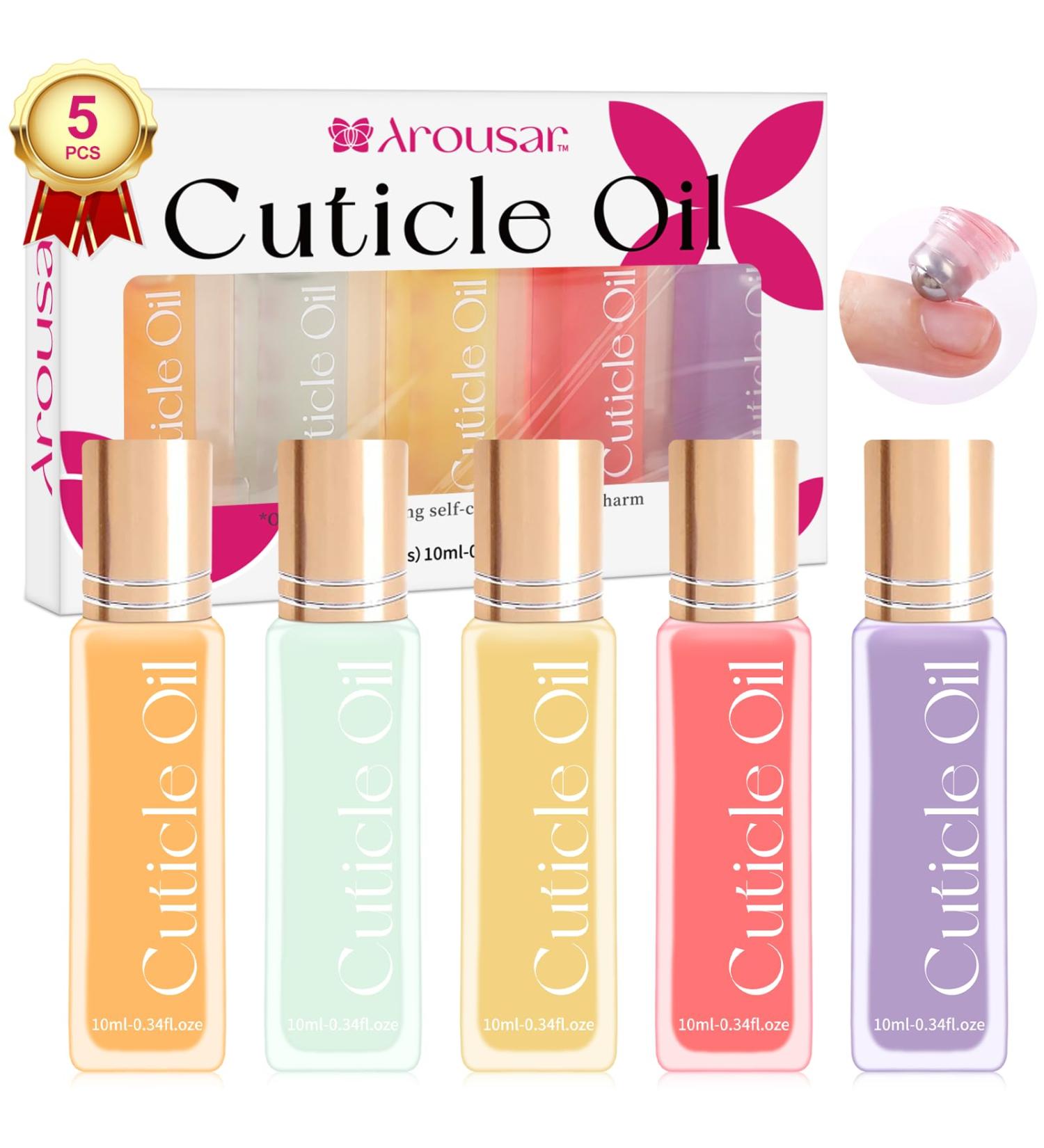 Arousar Cuticle Oil 5pcs 10ml Nail Oils Set Rollerball Applicator for Nails Natural Cuticle Care Kit Essential Oils for Nails Smoothing Nourishing and Moisturizing Sweet Almond A1-Sweet Almond - Buy Online on GoSupps.com