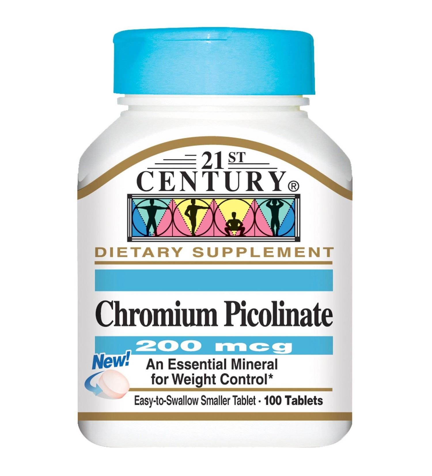 21st Century Chromium Picolinate 200 mcg - 100 Tablets | Supports Healthy Metabolism - Buy Online on GoSupps.com