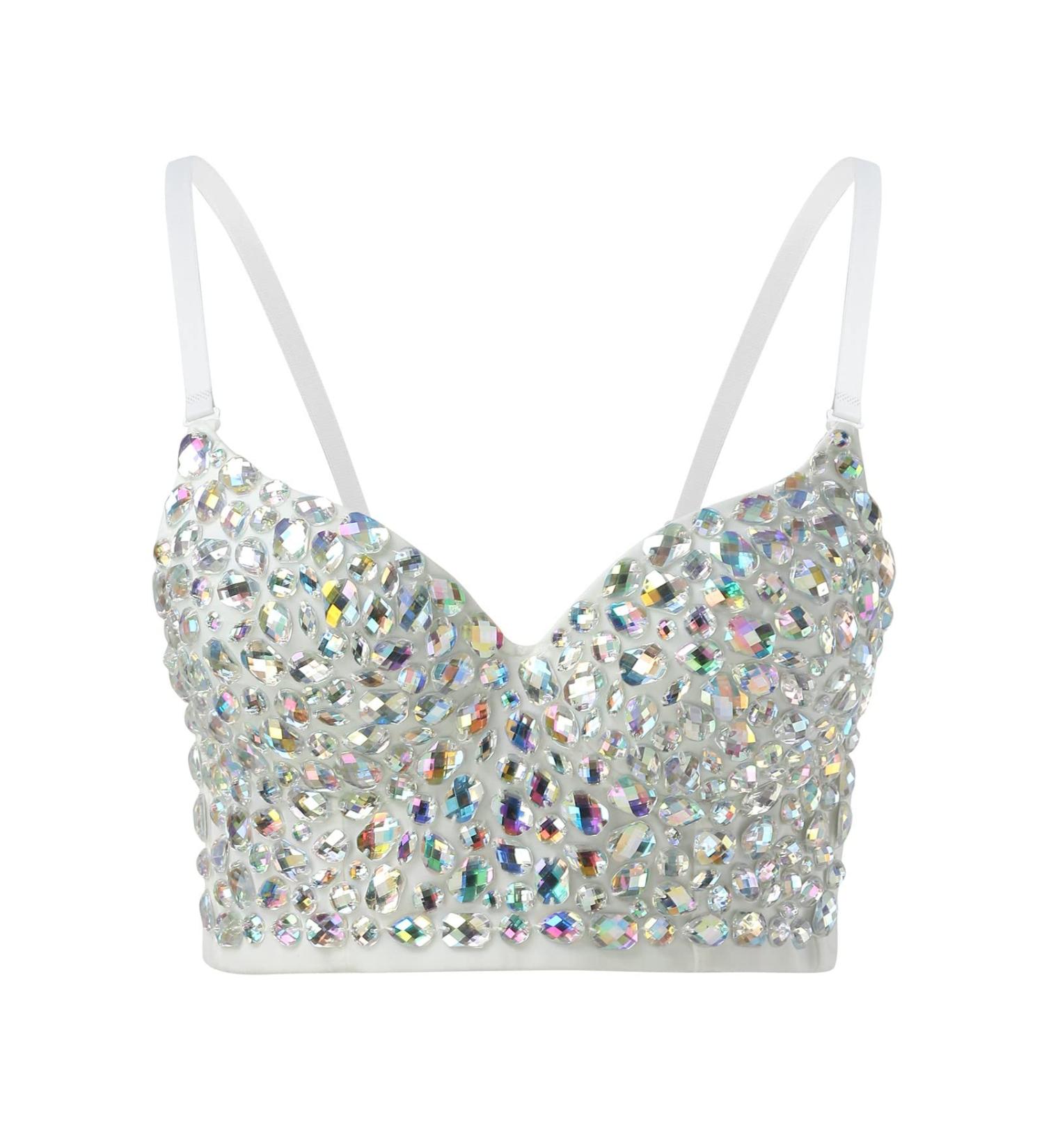 Shop Sexy Sequins Glitter Crop Tops - Push Up Bh & Festive Tank Tops for Women | Streetwear & Party Styles XS - Buy Online on GoSupps.com