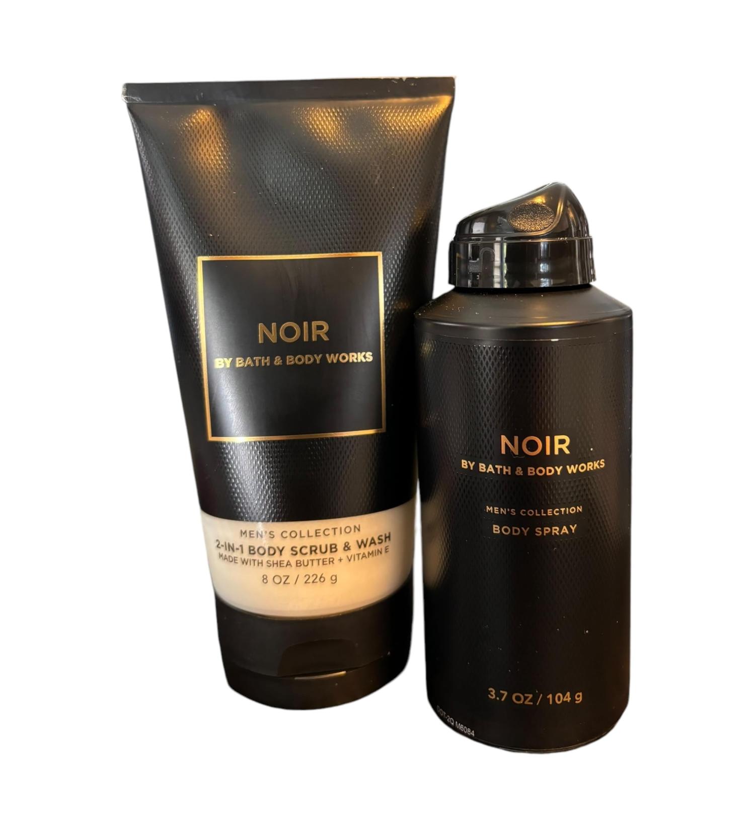 Men's Collection NOIR 2-Piece Mens Gift Set 2-In-1 Body Scrub Wash & Body Spray Cologne Mist For Bath and Body