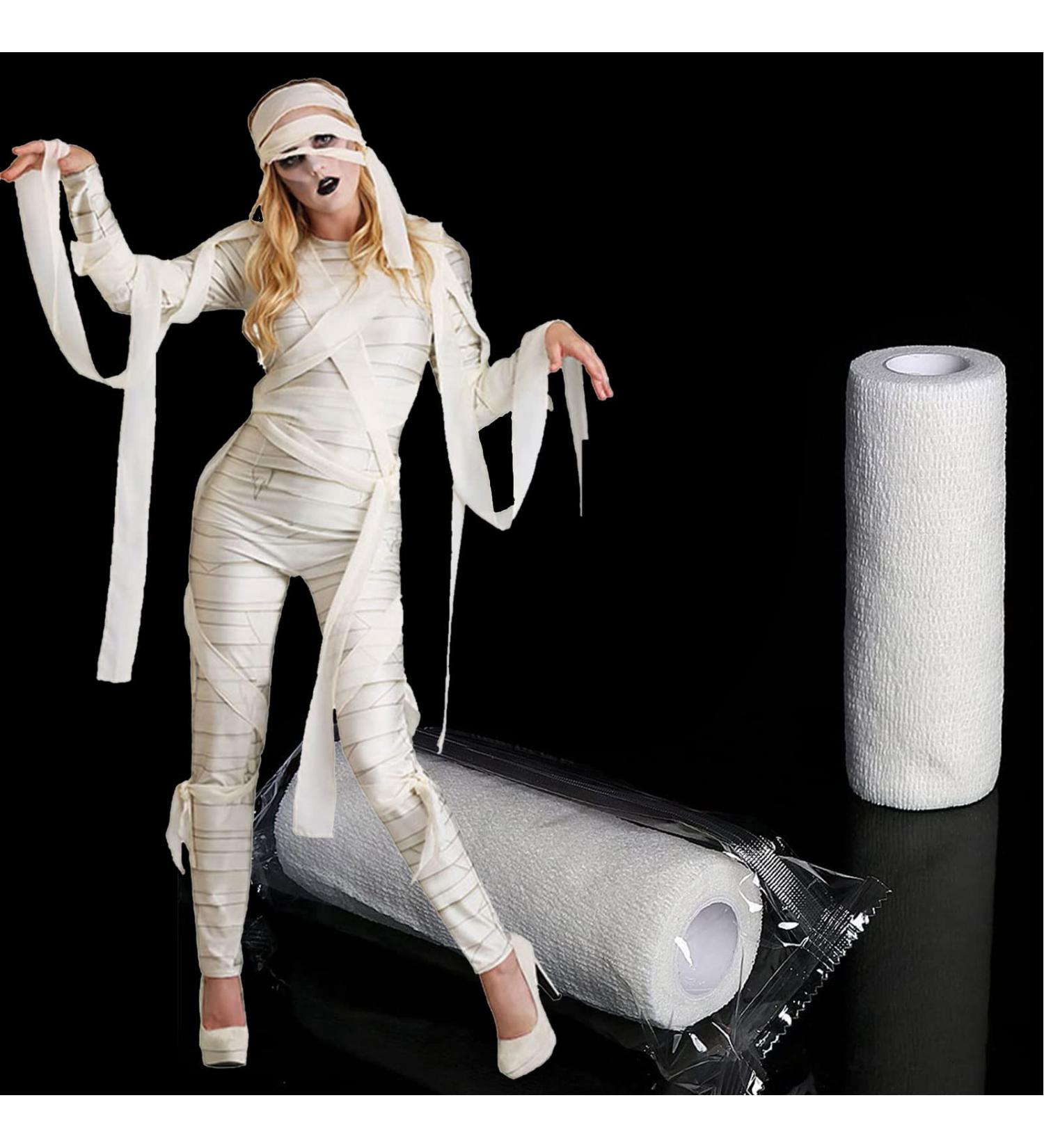 Halloween White Bandage Mummy Wrap - Self-Adhesive Zombie Costume for Cosplay Masquerade & Photography Props - 177 inches/Roll - Buy Online on GoSupps.com