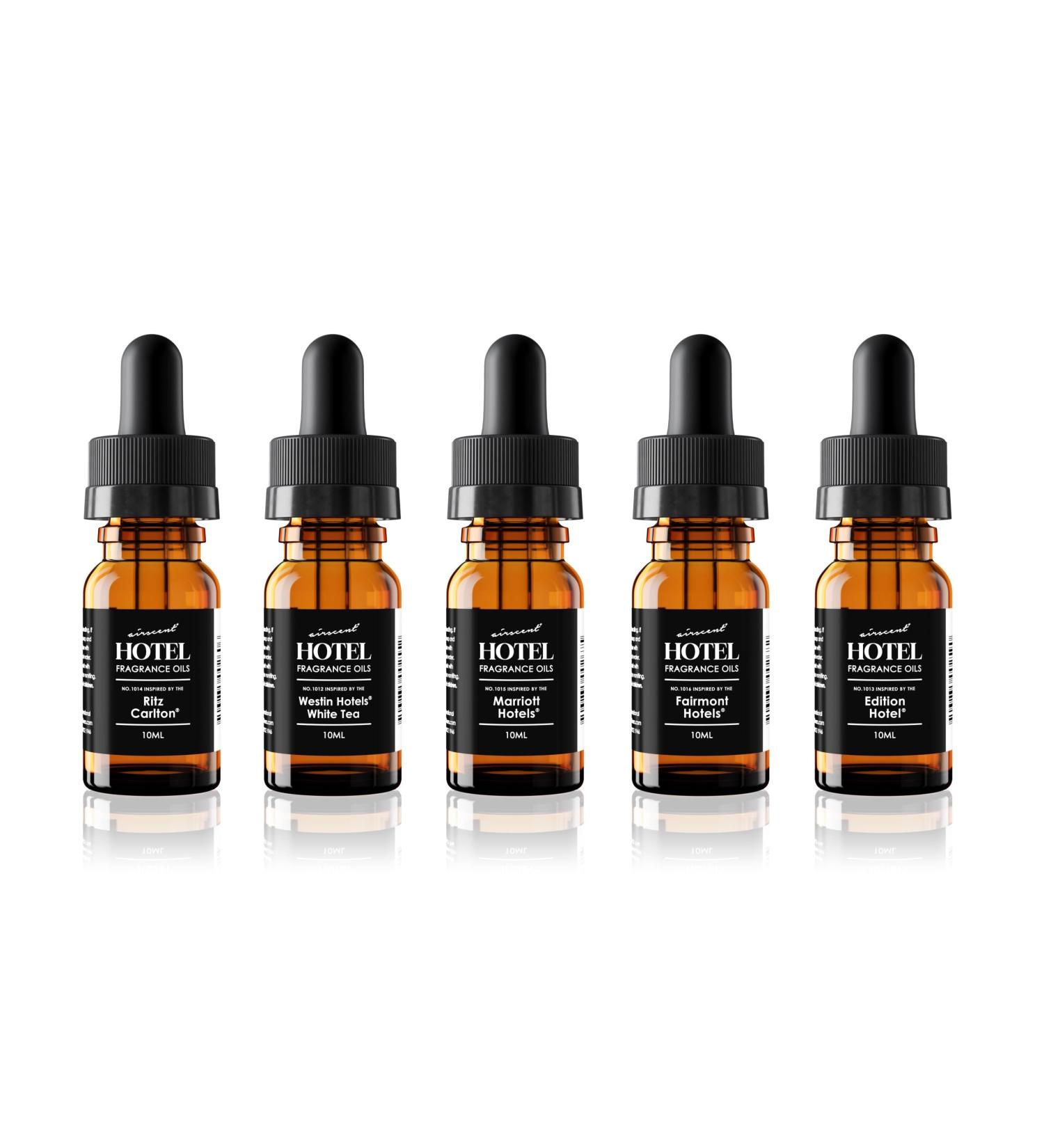 Hotel Diffuser Oil Gift Set - 5 Star Hotel Scents - AirScent Essential Oil Blends - 10 mL 0.34 fl oz Fragrance Oil Set - Westin White Tea Edition Hotel Marriott Fairmont and Ritz Carlton Scents
