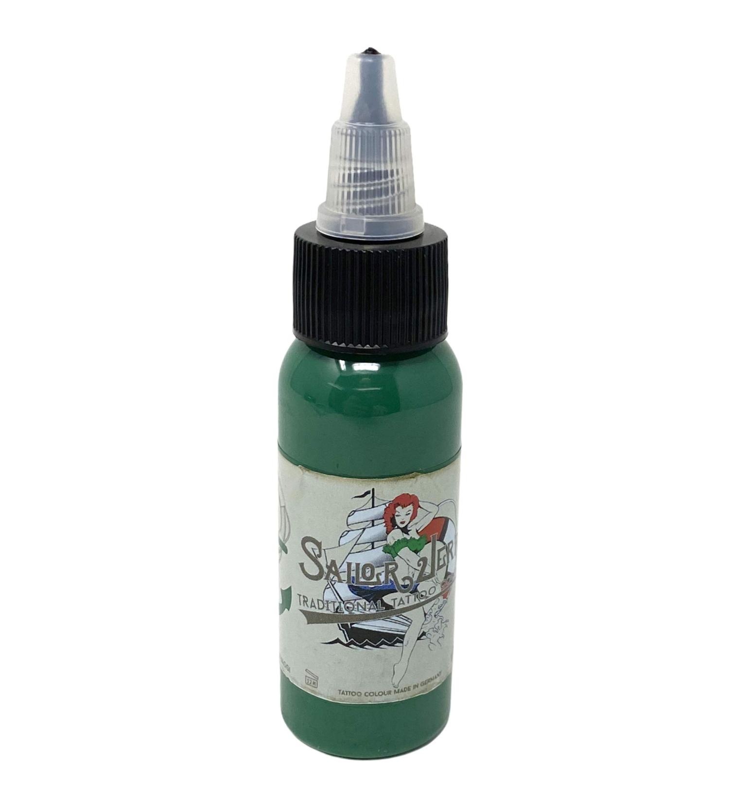 Tattoo INKgrafiX Piercing SAILOR JERRY - True Green - 30 ml - Vegan - German Tattoo Colour with Certificate - INKgrafiX IG04291 - Sea Green Light Green Dark Green Tattoo