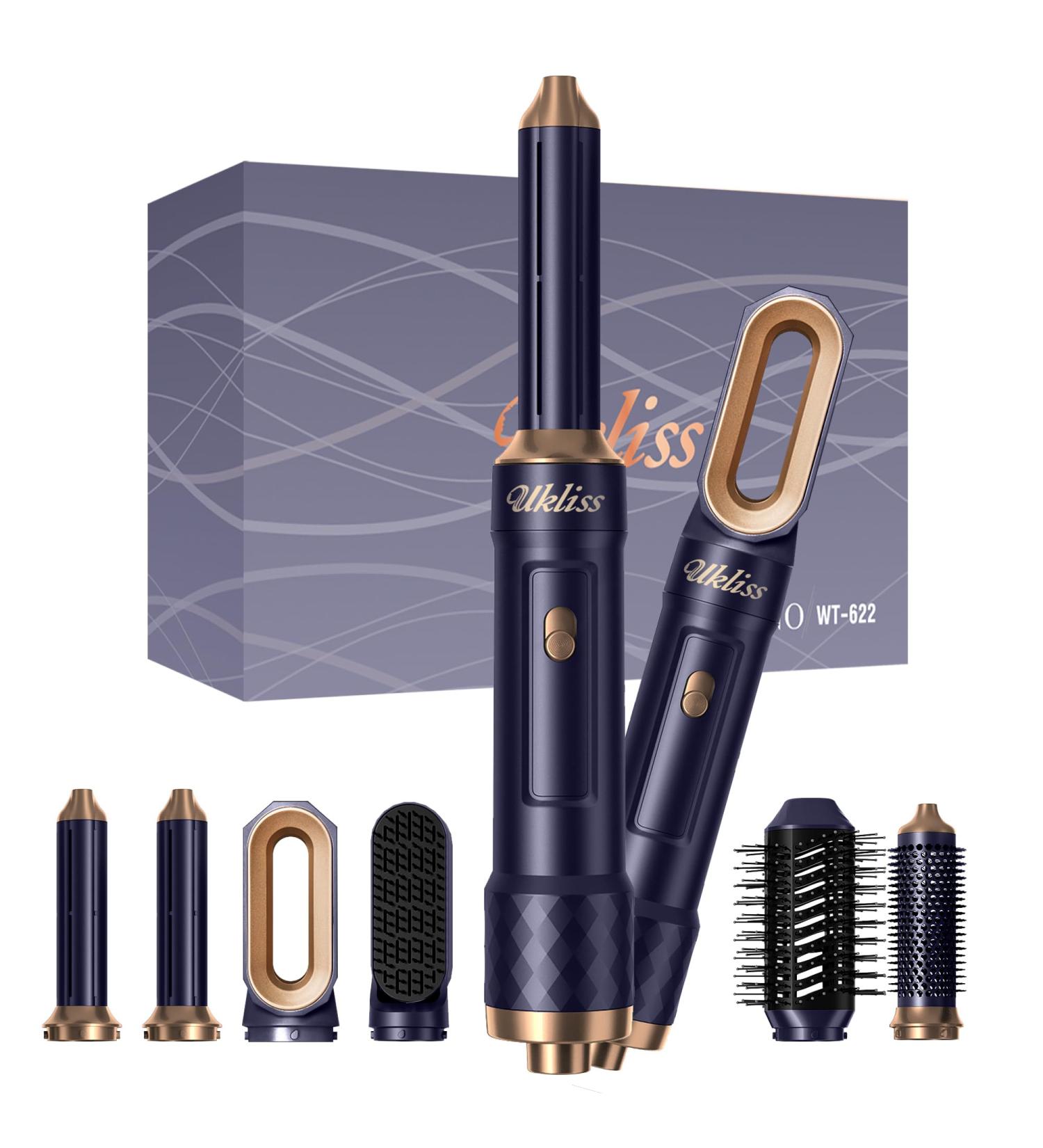 UKLISS 6-in-1 Warm Air Brush Set - Airstyler & Automatic Curling Rod for Volume & Smooth Hair - Buy Online on GoSupps.com