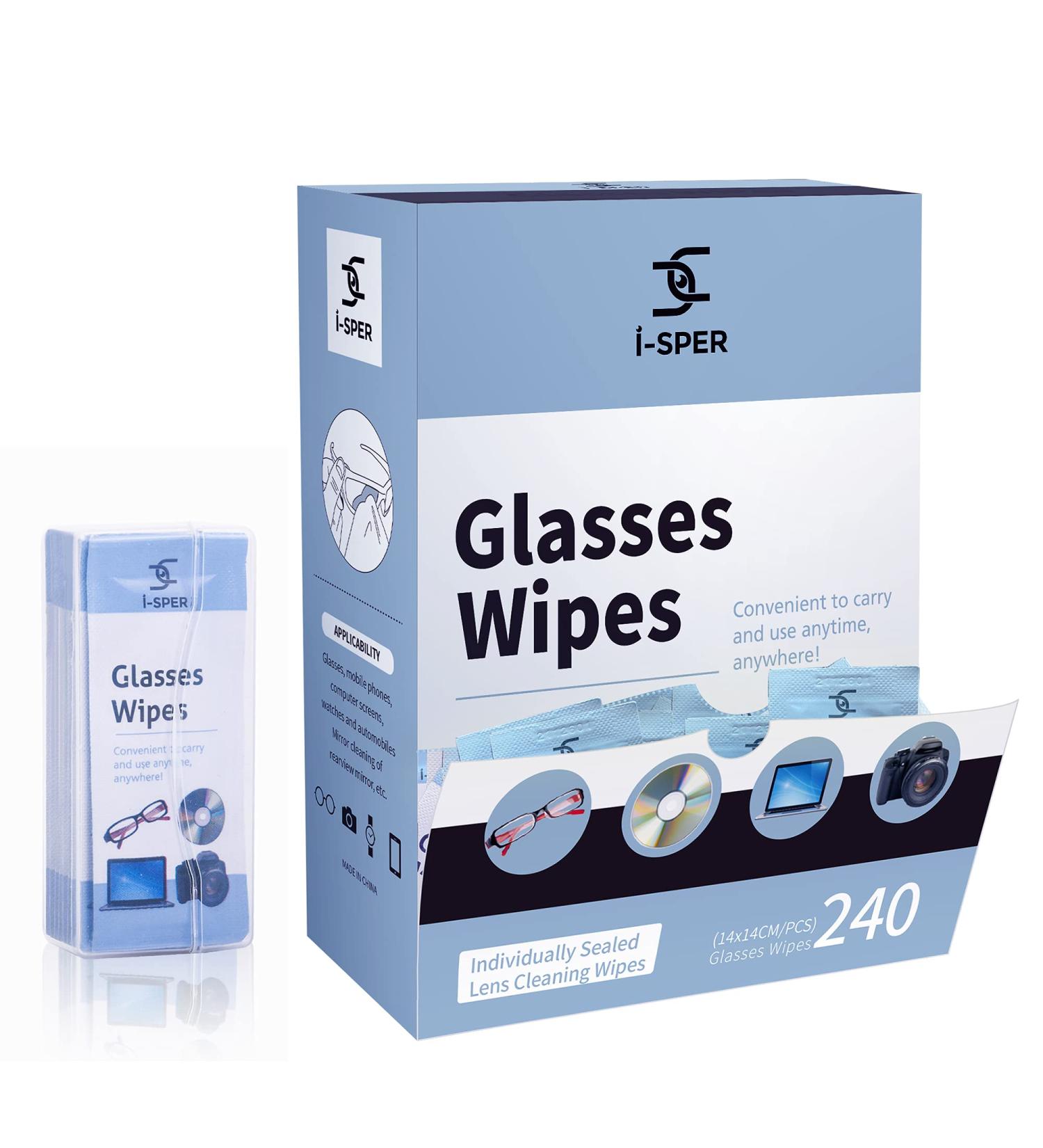 Lens Cleaning Wipes 250 Count - Pre-Moistened & Quick-Dry Glasses Wipes, Individual Wrapped in Carrying Box - For All Types of Glasses & Electronics Screens - Buy Online on GoSupps.com