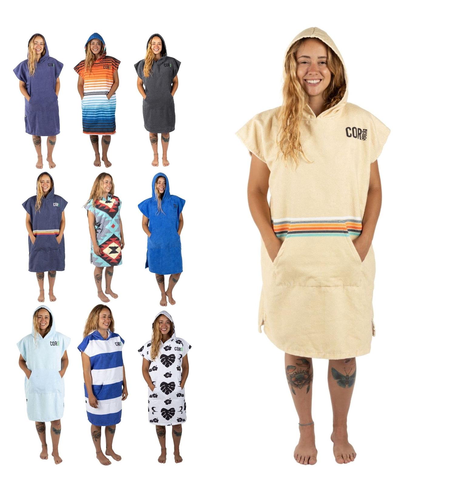 COR Surf Poncho Changing Towel Robe | Microfiber Wetsuit Poncho Towel for Surfing | Quick Dry & Thick Beach Pool Swim Robe (Medium - Retro Sand) - Buy Online on GoSupps.com
