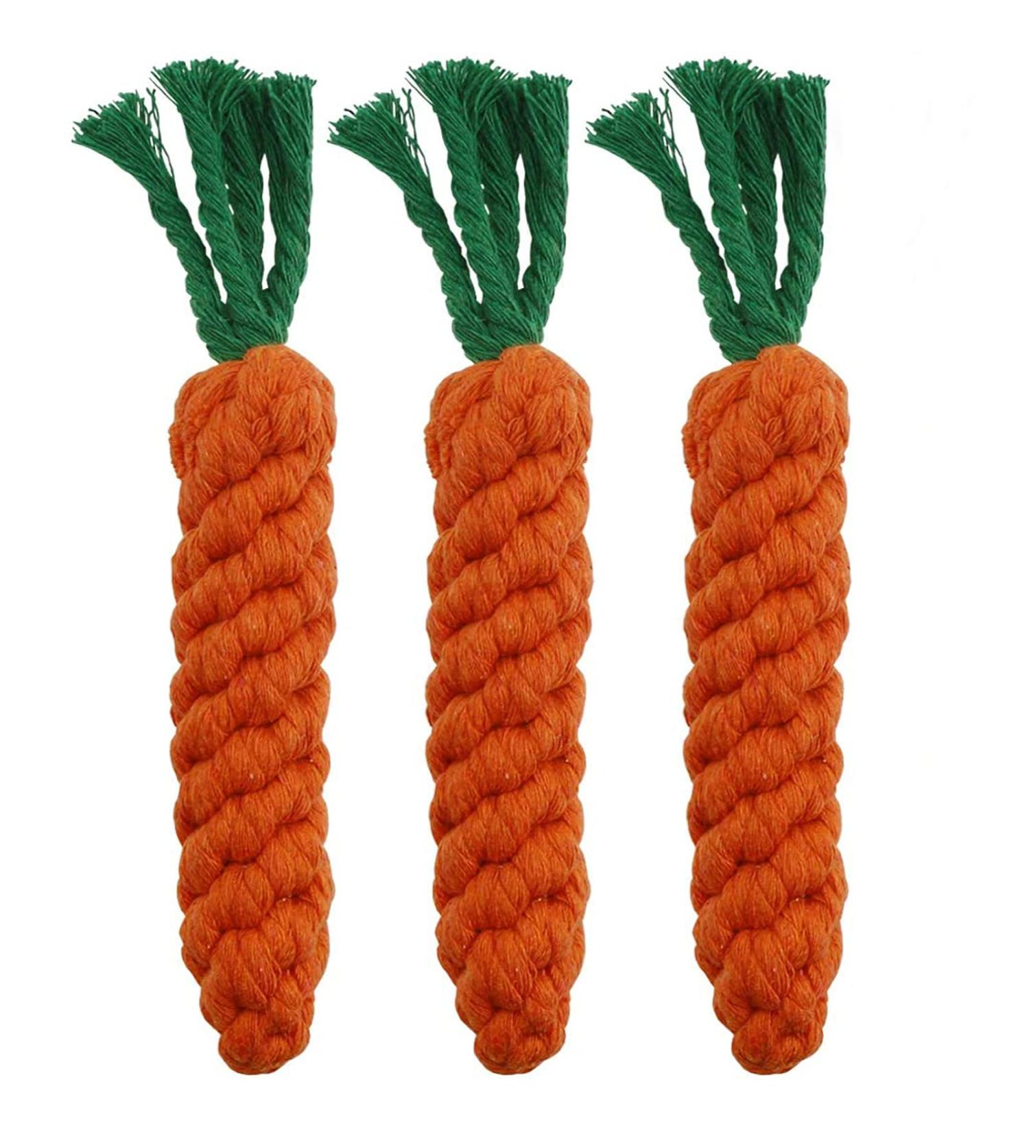 HESUILONG Carrot Dog Toys Puppy Teething Toys Dog Rope Toys Teething Toys for Puppies Cat Chew Toys Safe Braided Rabbit Toys Healthy Gift 3 PCS Sturdy - Buy Online on GoSupps.com