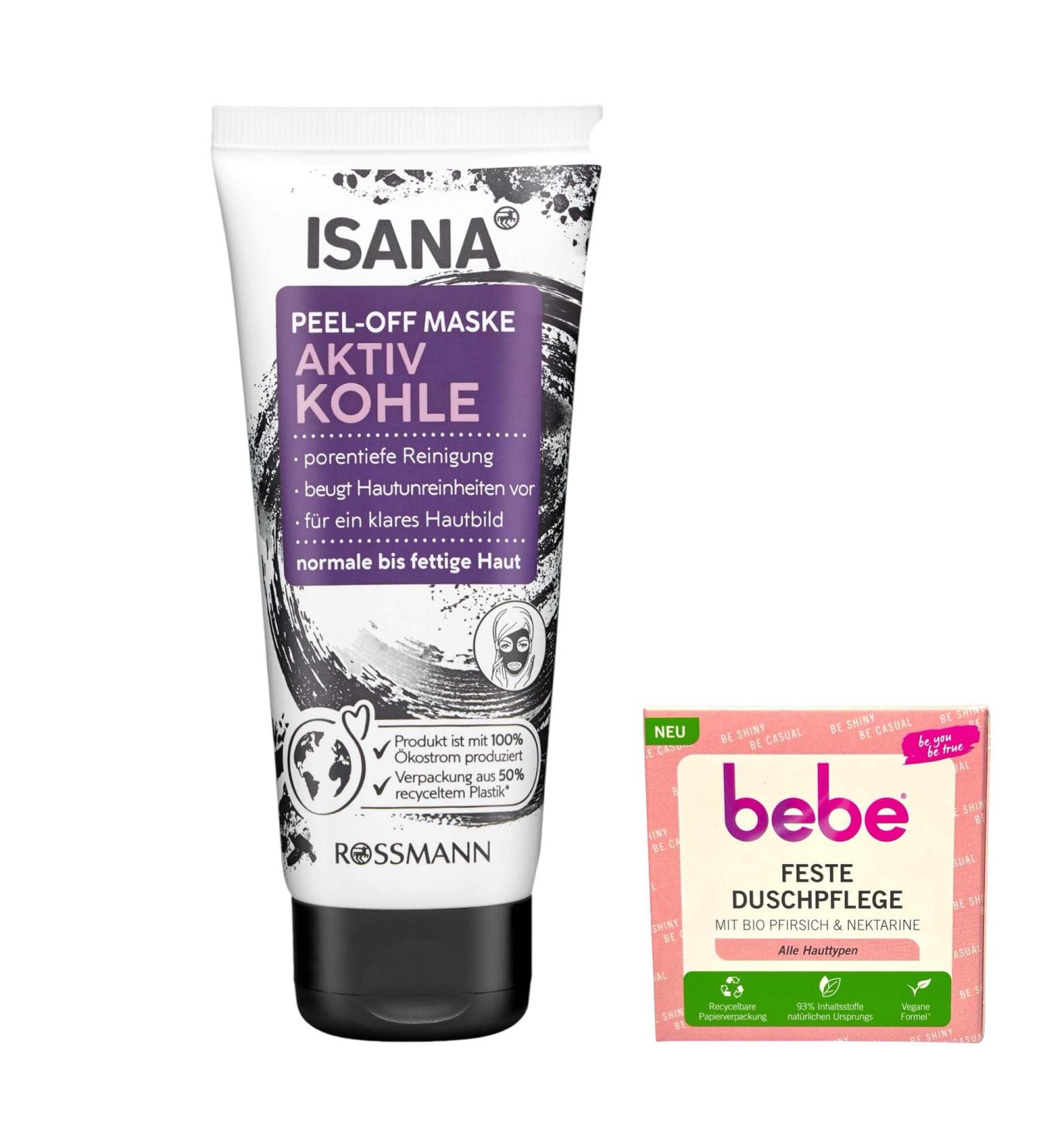 Rossmann PeelOff mask with activated carbon pore cleansing for normal to oily skin + 1 x Bebe solid shower care 1 x 100 ml