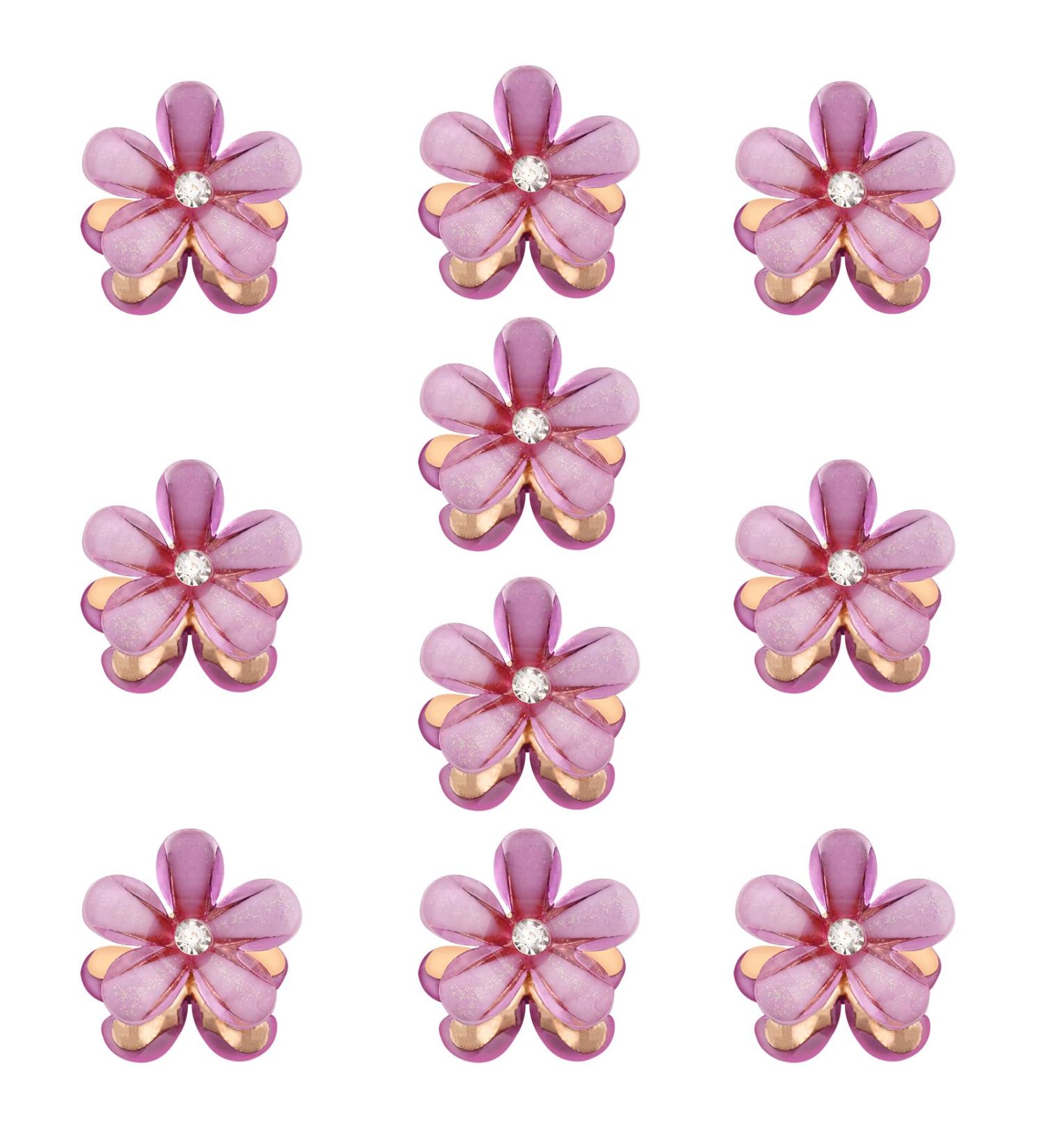 Mini Diamond Hair Clips - 10 Pcs Violet Flower Clips for Women & Girls Perfect for Everyday Parties & Weddings - Hair Jewelry - Buy Online on GoSupps.com