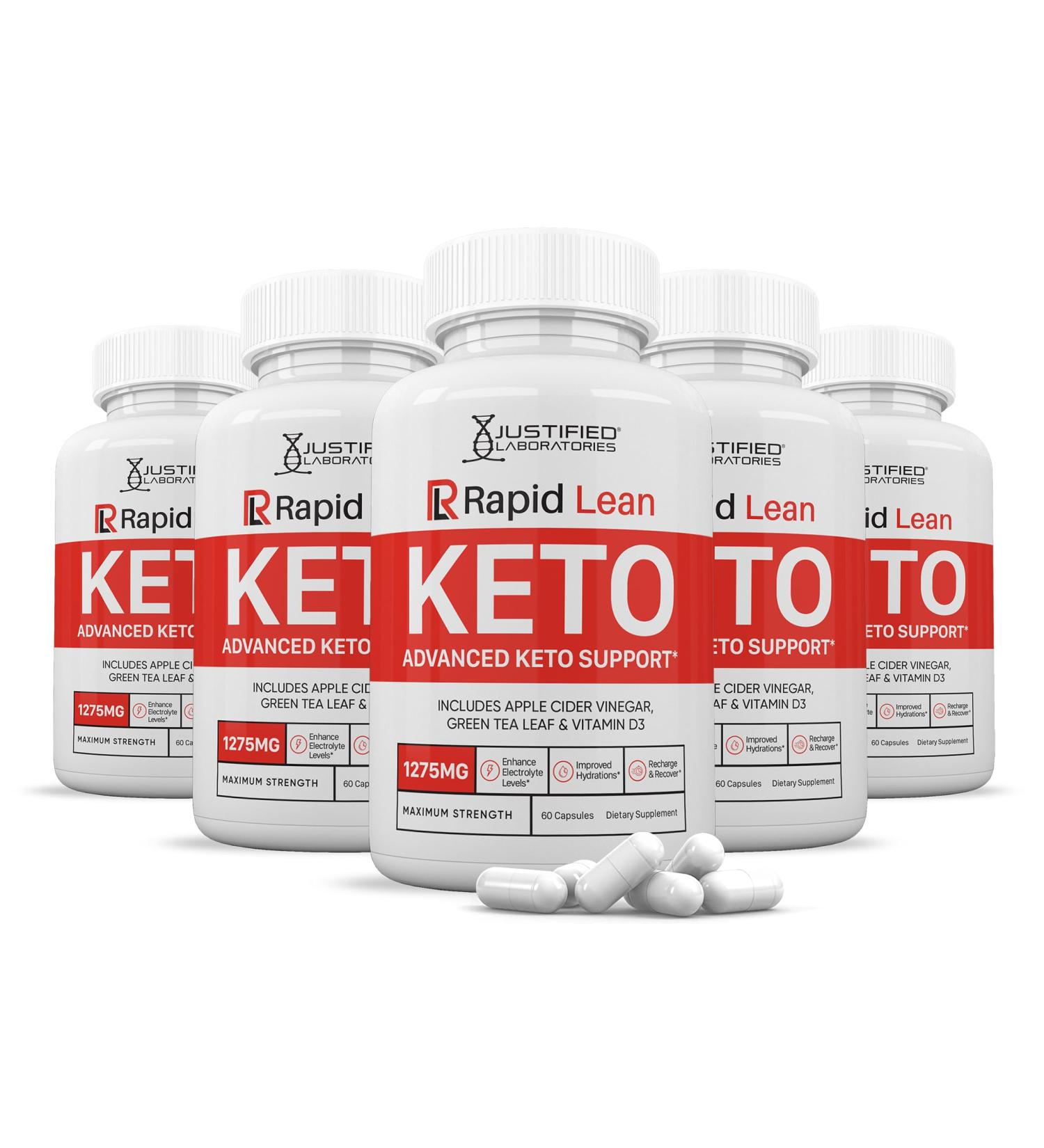 (5 Pack) Rapid Lean Keto ACV Pills 1275MG Keto Support Blend Capsule Alternative to Keto ACV Gummies Formulated with Apple Cider Vinegar Extra Virgin Olive Oil Powder Green Tea Leaf 300 Capsules - Buy Online on GoSupps.com