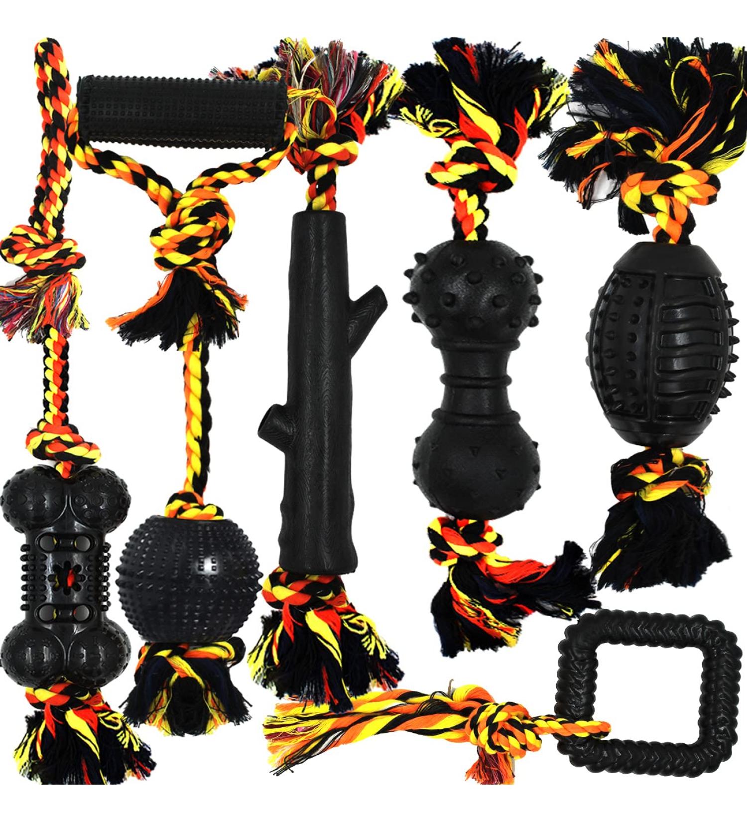 Durable Dog Chew Toys 6 Pack - Cotton Rope & Rubber Balls - Indestructible Toy for Small, Medium, Large Dogs - Tug of War & Fetching - Puppy Teething Toy & Boredom Gift - Buy Online on GoSupps.com