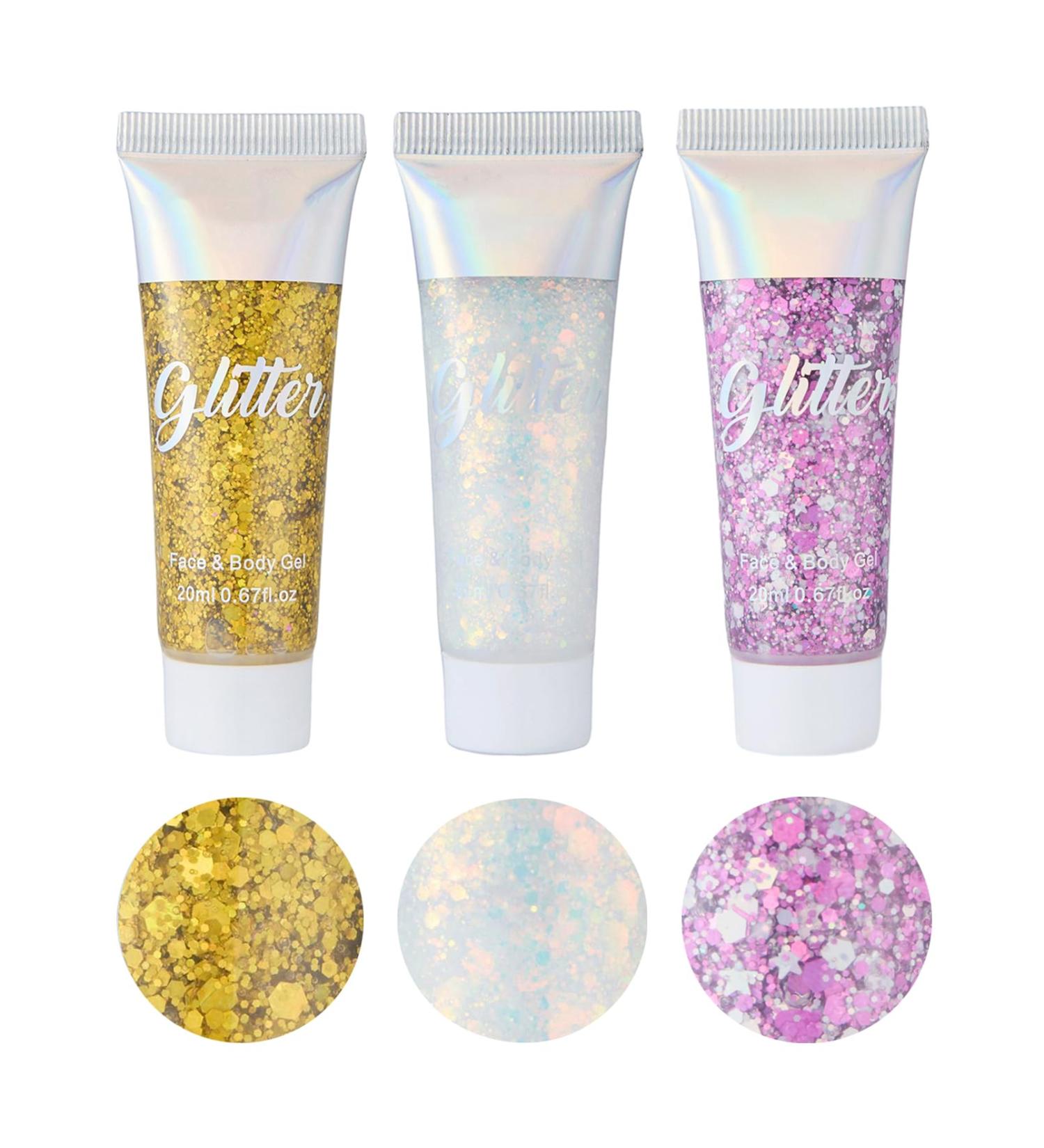  EONFAVE Glitter Body Gels Body Lotion Long Lasting Liquid Eye Shadow Gels Face Gels Hair Gels Nail Gels Makeup Gels Hair Gels Nail Gels Gold - Buy Online on GoSupps.com