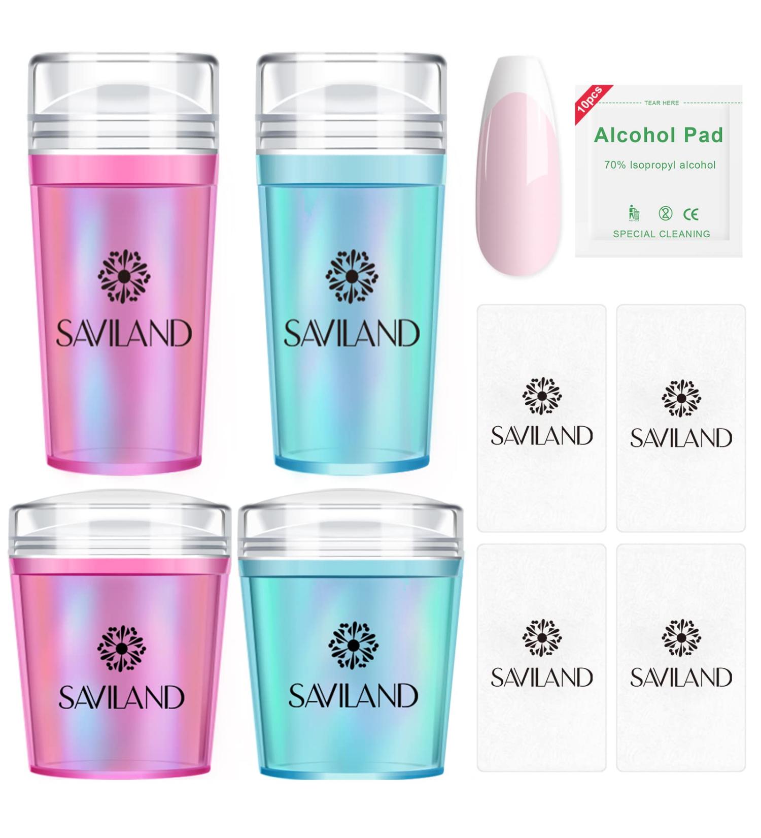 Saviland 18PCS Nail Stamping Kit - Red & Blue Nail Stamper Set with French Manicure Plates - Buy Online on GoSupps.com
