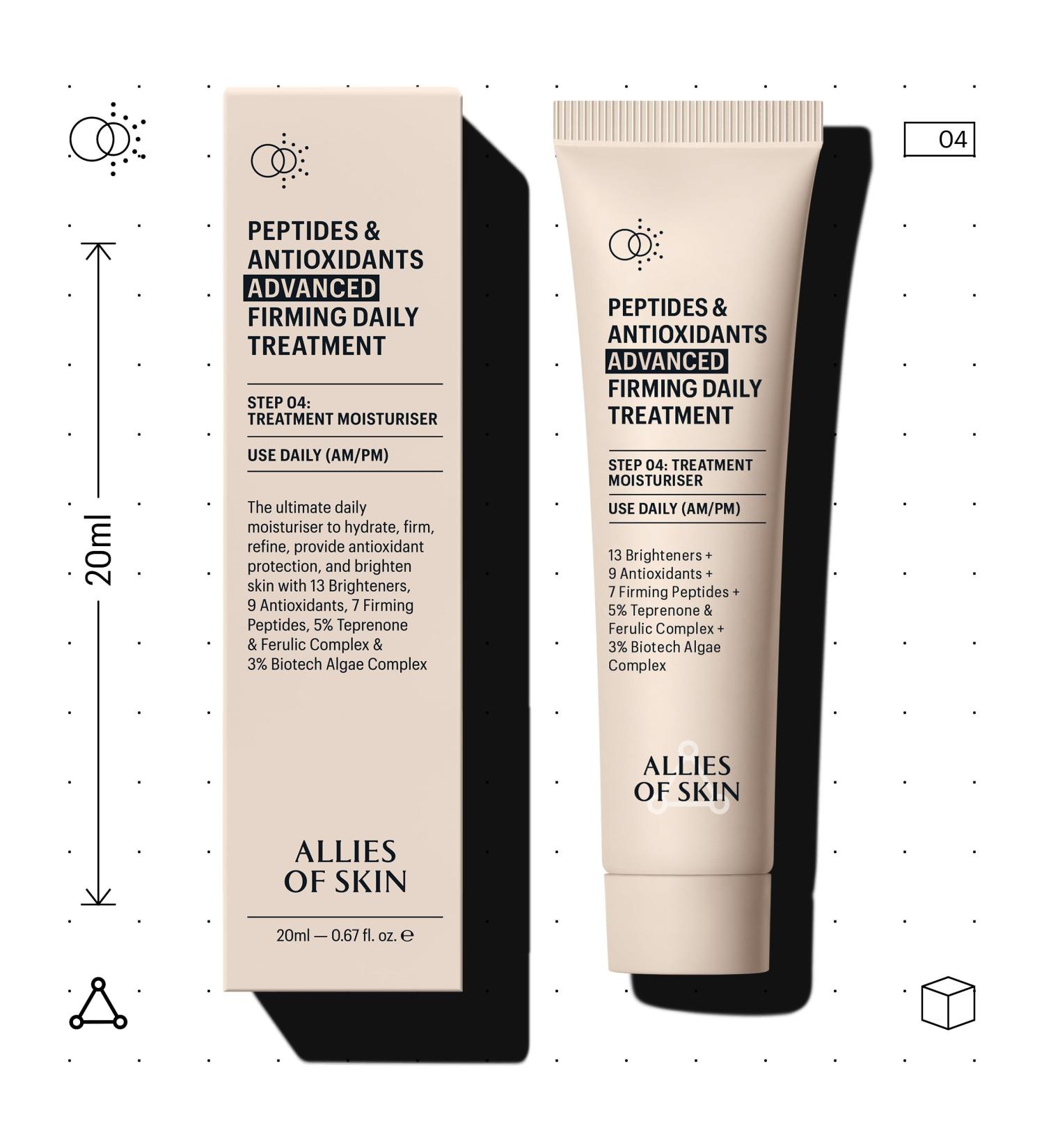 Allies of Skin Advanced Firming Daily Treatment - Peptides Antioxidants & Brighteners for Youthful Skin 20ml - Buy Online on GoSupps.com