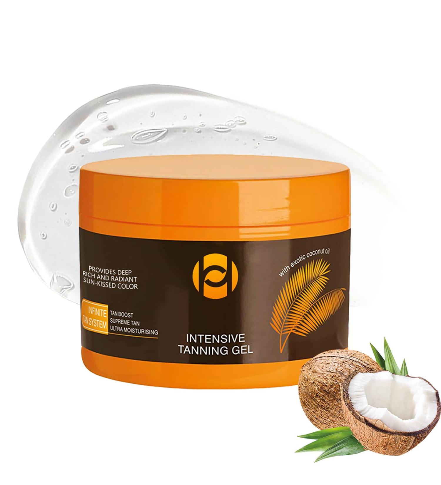 Intensive Tanning Gel 150g - Tanning Accelerator with Coconut Oil - Blazecrown Tanning Gel - Sunbed Tan Accelerator Cream - Luxury Intensive Tanning Gel with Natural Ingredients - Fast Absorbing - Buy Online on GoSupps.com