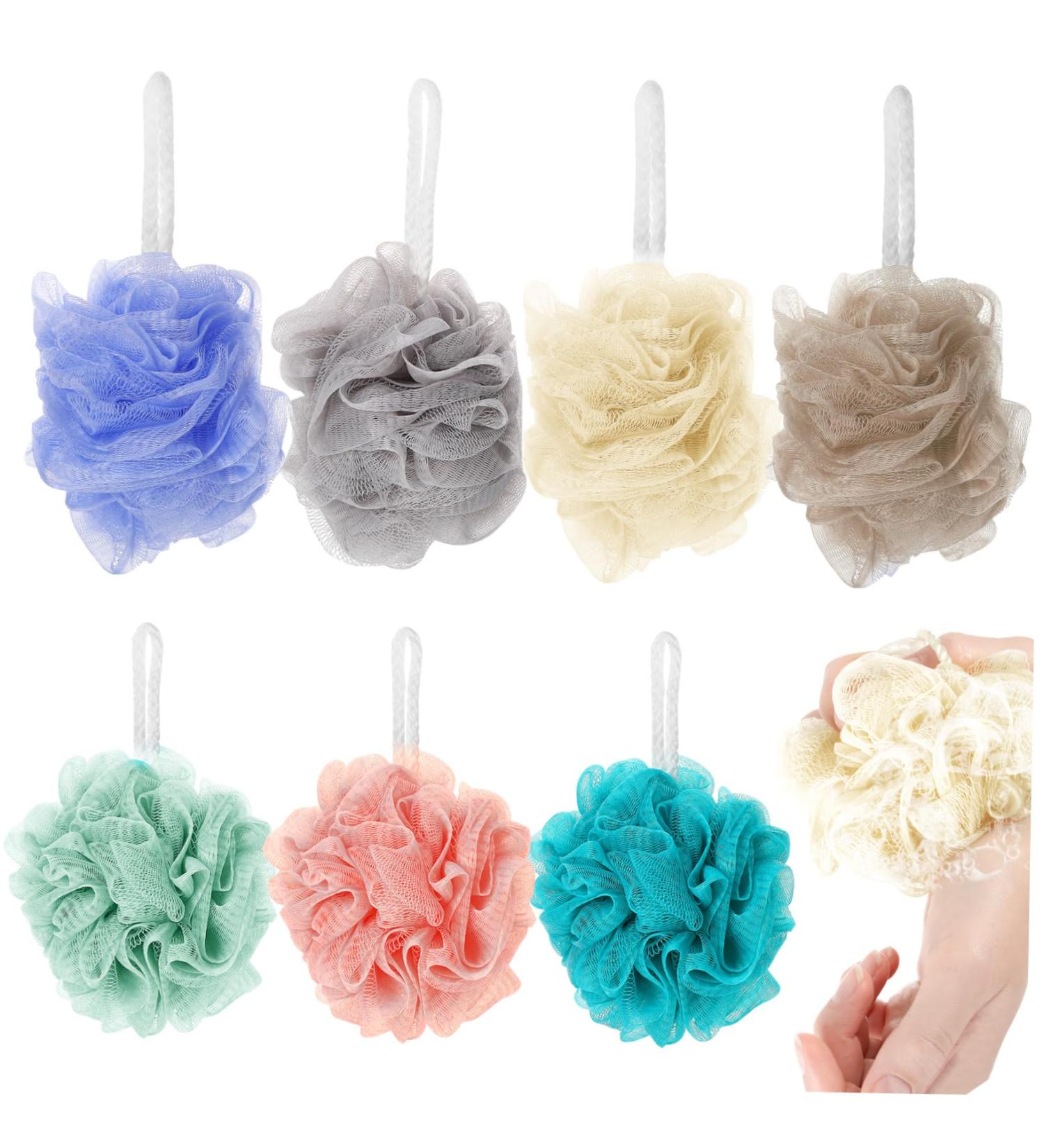 7pcs Body Exfoliating Sponges Set - Loofah Shower Scrubbers & Travel Bath Accessories - Buy Online on GoSupps.com