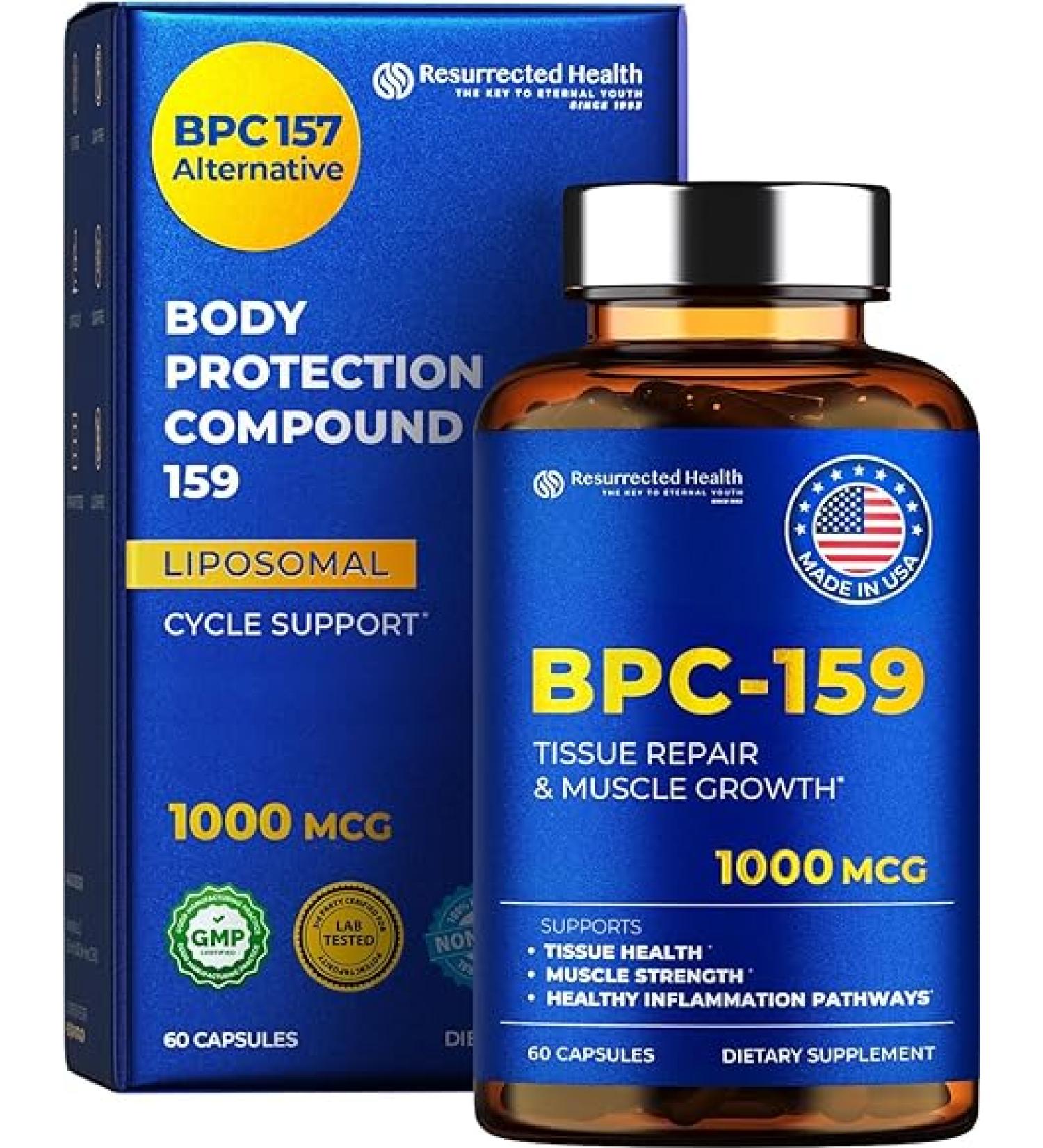 Ressurected Health BPC 157 Alternative - High Potency BPC-159 for Muscle & Workout Recovery - Research Proven Quality - 60 Capsules  1000 mcg - Buy Online on GoSupps.com