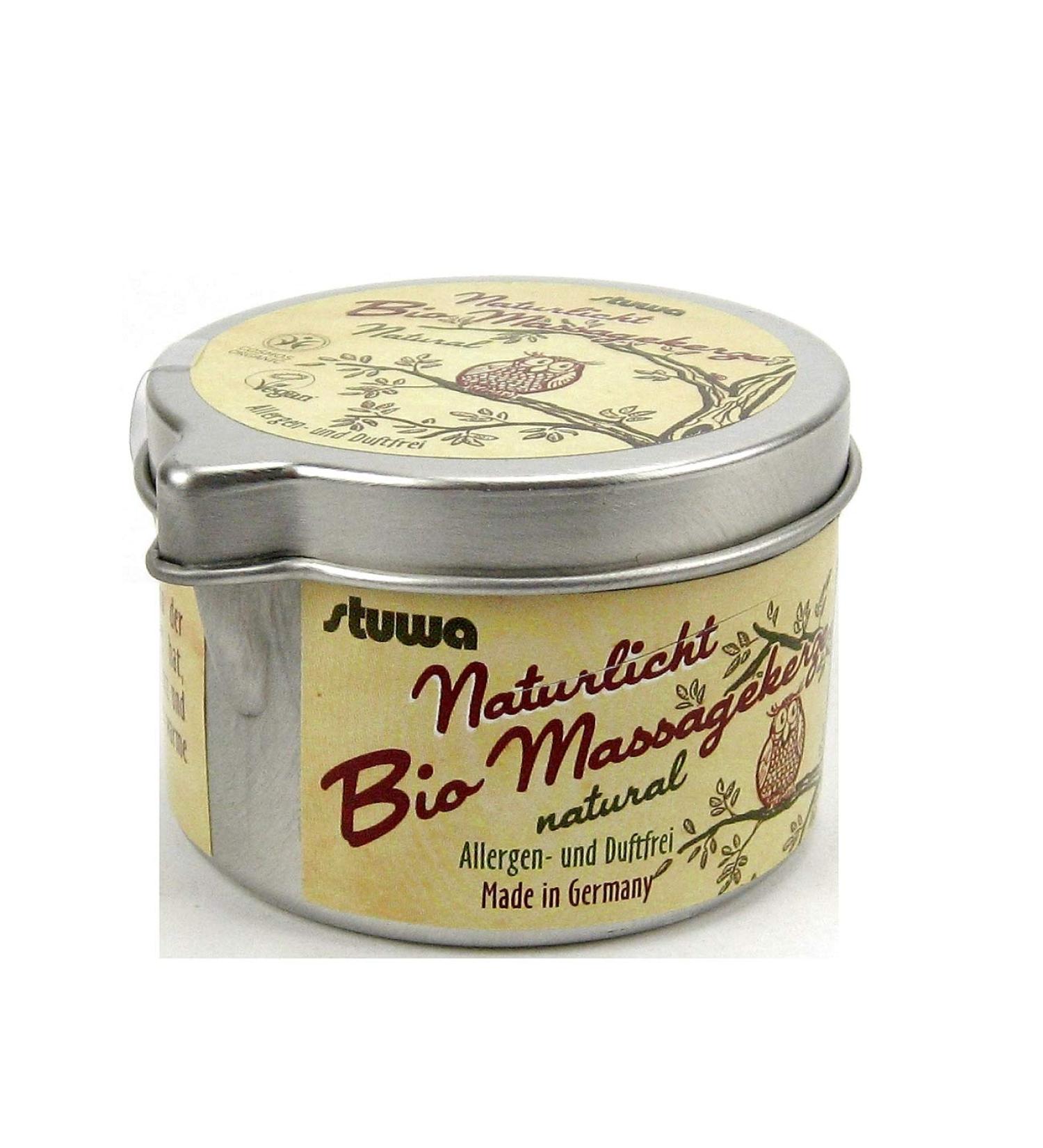 Stuwa Naturlicht Organic Massage Candle Natural 100 ml Metal Tin