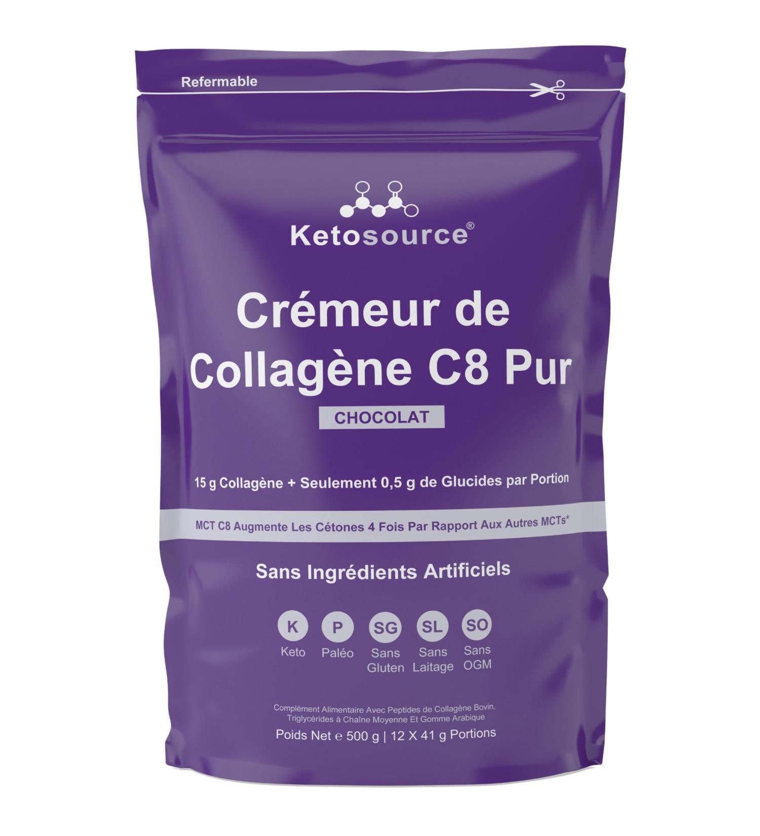 Pure Collagen Cream C8 | Lump-free Easy Blend | Keto Collagen & Chocolate Cream for Coffee | No Artificial Additives | MCT Cream Powder | 500g | Ketosource  - Buy Online on GoSupps.com
