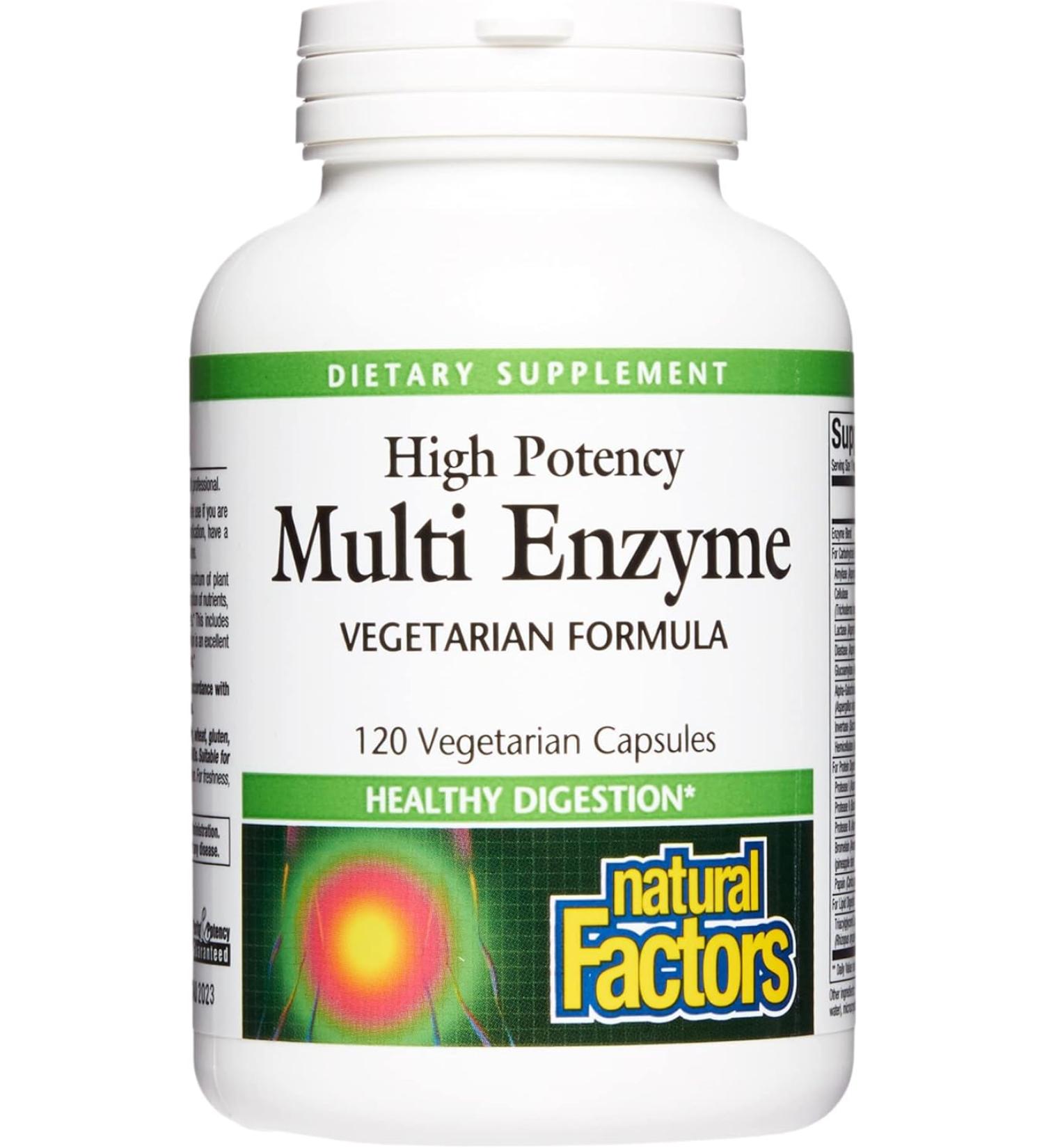 Buy Natural Factors High Potency Multi Enzyme 120 Veg Capsules - Digestive Support & Wellness - Buy Online on GoSupps.com