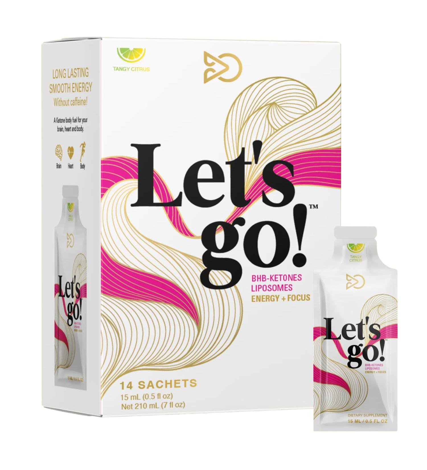 LET GO - Tangy Citrus BHB Ketone Gel | Exogenous Ketones Supplement for Energy & Focus | Caffeine-Free | Keto Electrolytes 14 Pack  - Buy Online on GoSupps.com