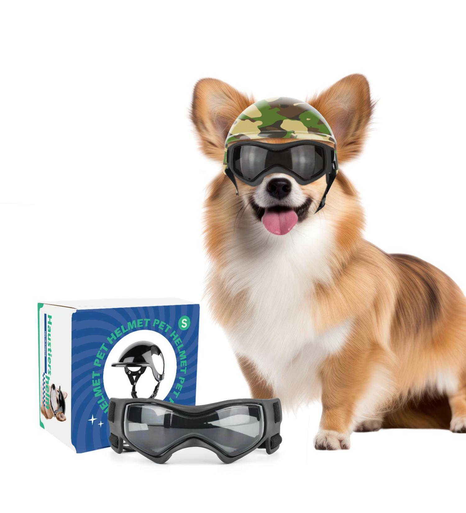 Buy PETLESO Camouflage Dog Goggles & Helmet Set for Small & Medium Dogs - Durable & Stylish Protection - Buy Online on GoSupps.com
