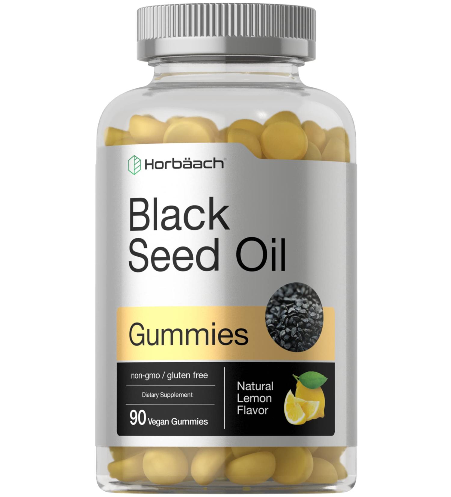 Blackseed Oil Gummies 90 count - Vegan Non-GMO Gluten Free Formula - Nigella Sativa - Natural Lemon Flavor by Horbaach - Buy Online on GoSupps.com