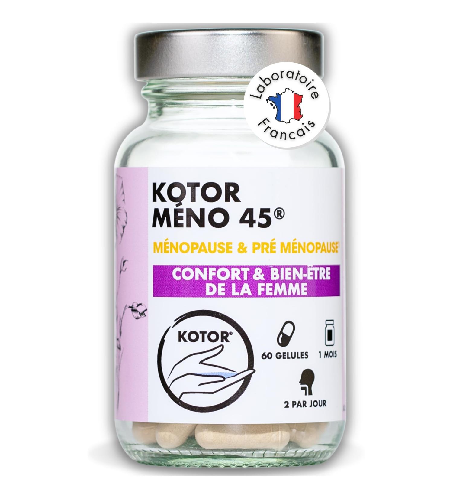 KOTOR MENO45 | Hot Flashes Night Sweats Libido Irritability Fatigue | Pre & Menopause | Hops + Maca + Flax Seeds + Vitamins E & C | 60 Capsules | Made in France - Buy Online on GoSupps.com