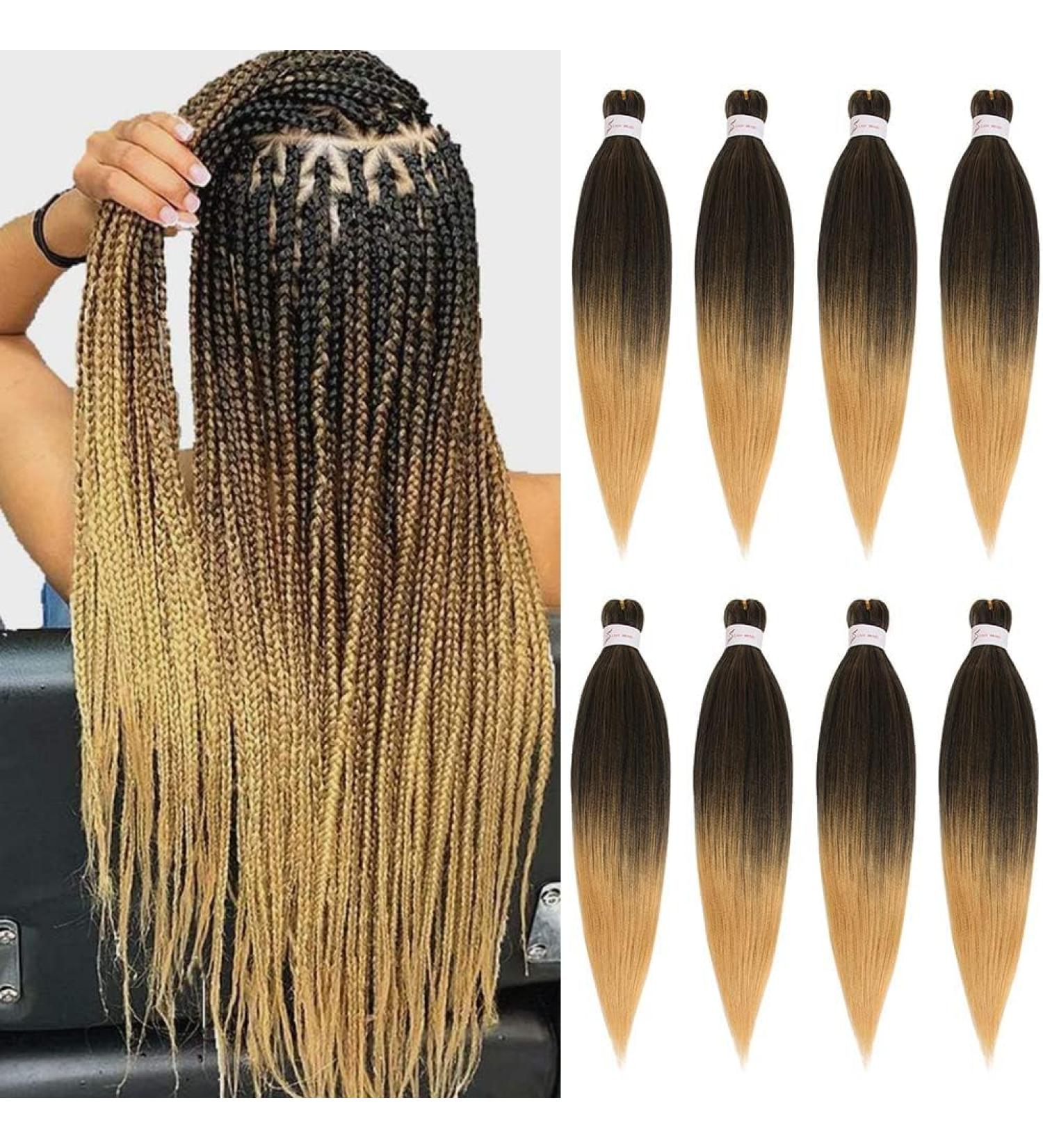 Xtrend EZ Braids 8Packs Pre-Stretched Easy Braiding Hair Extensions for Box Braids Hair 20 Inch Ombre Blonde Hot Water Setting Synthetic Fiber Hair Extensions T27# 20 Inch (Pack of 8) T27# - Buy Online on GoSupps.com