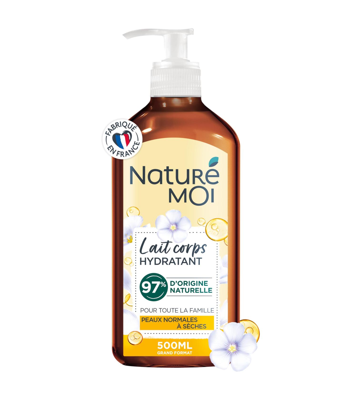 Natur Moi Moisturizing Body Lotion with Organic Burgundy Linen and Organic Sesame Oil - Moisturizing and Nourishing Body Milk - 97% Natural Origin - 500ml - Made in France - Buy Online on GoSupps.com