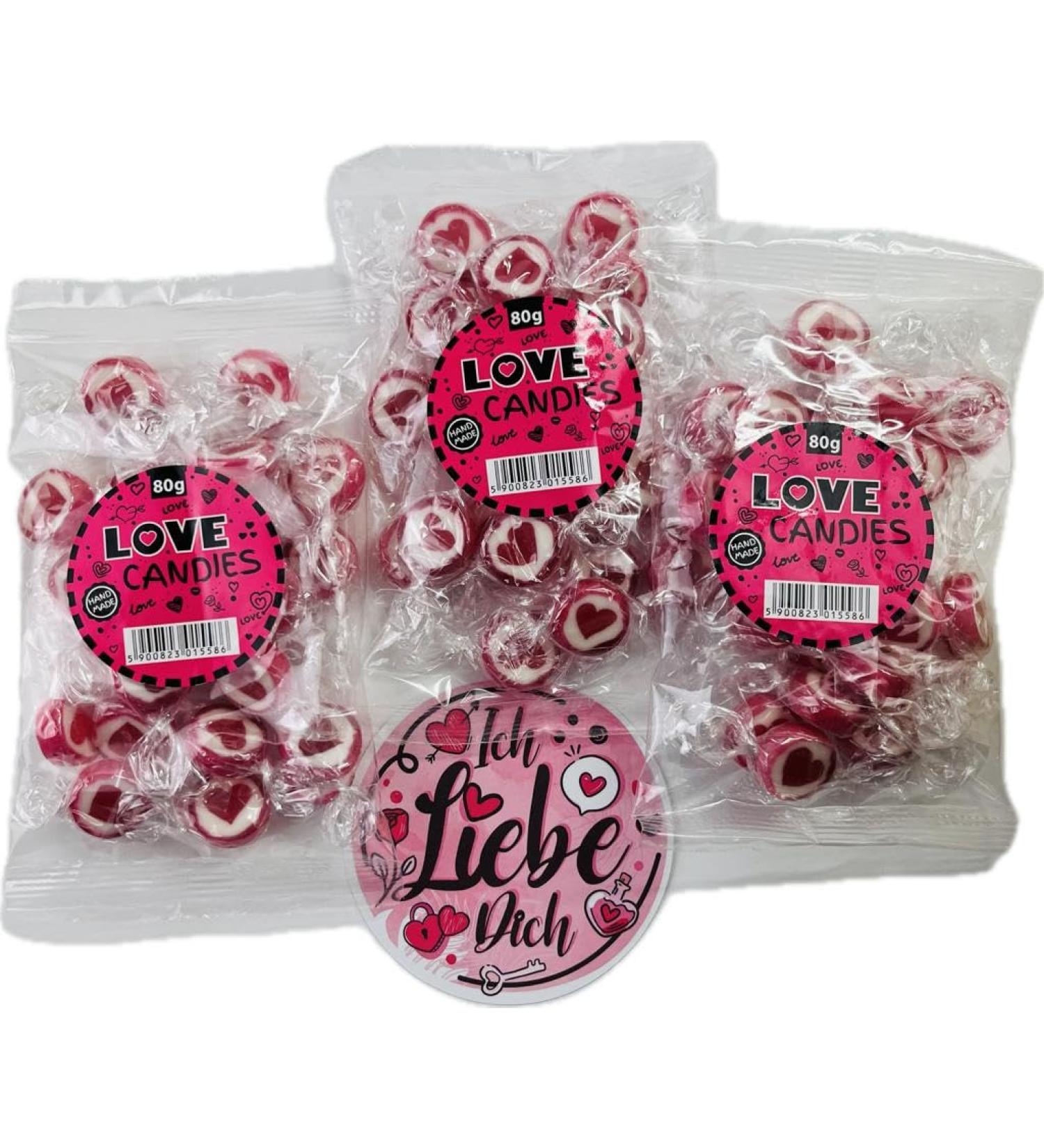 OYOY OYOY Set of 3 Handmade Heart-Shaped Candies - 80g - Individually Wrapped with "Ich liebe Dich" Stickers - Valentine's Day Sweets - Gifts for Women - Gifts for - Buy Online on GoSupps.com
