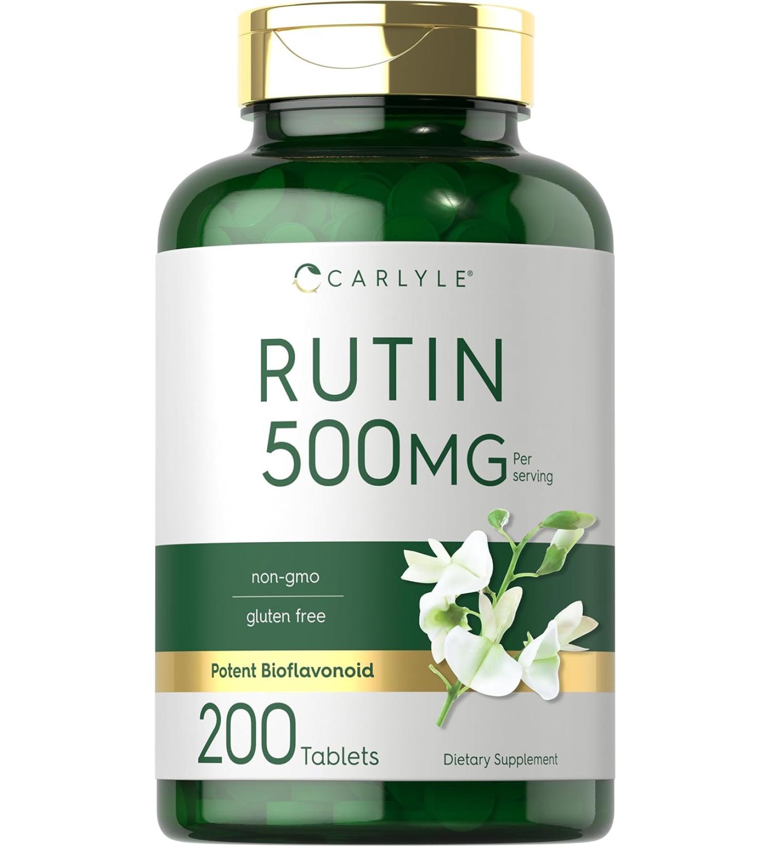 Carlyle Rutin 500mg Supplement | 250 Caplets | Vegetarian, Non-GMO, Gluten Free - Buy Online on GoSupps.com