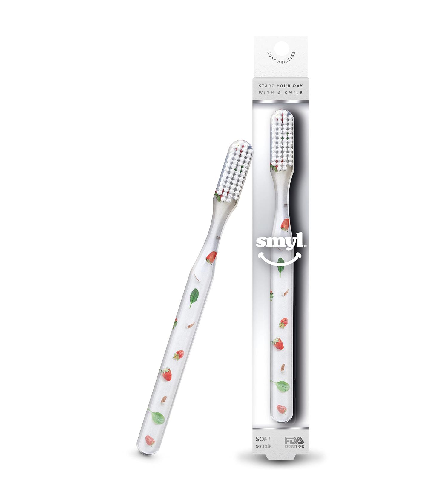 SMYL Soft Toothbrush for Adults | Nylon Bristles | Oral Care & Plaque Removal | Lifestyles Fun Strawberry - Buy Online on GoSupps.com
