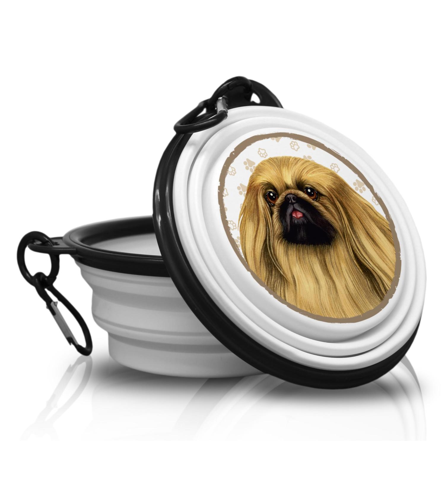 Portable Pekingese Drinking Bowl - Foldable Pet Bowl with Carabiner for Travel | Unique On-the-Go Solution - Buy Online on GoSupps.com