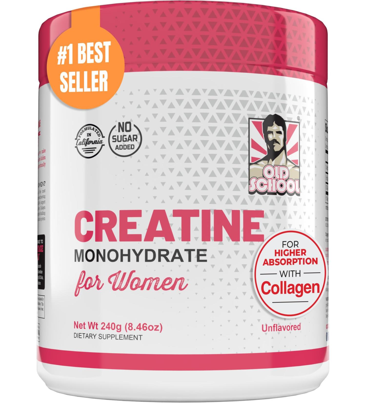 5g Creatine Monohydrate Powder for Women - Boost Booty Gains Collagen + BCAA 2:1:1 Lean Muscle Support Natural & Micronized - 240g Made in USA - Buy Online on GoSupps.com