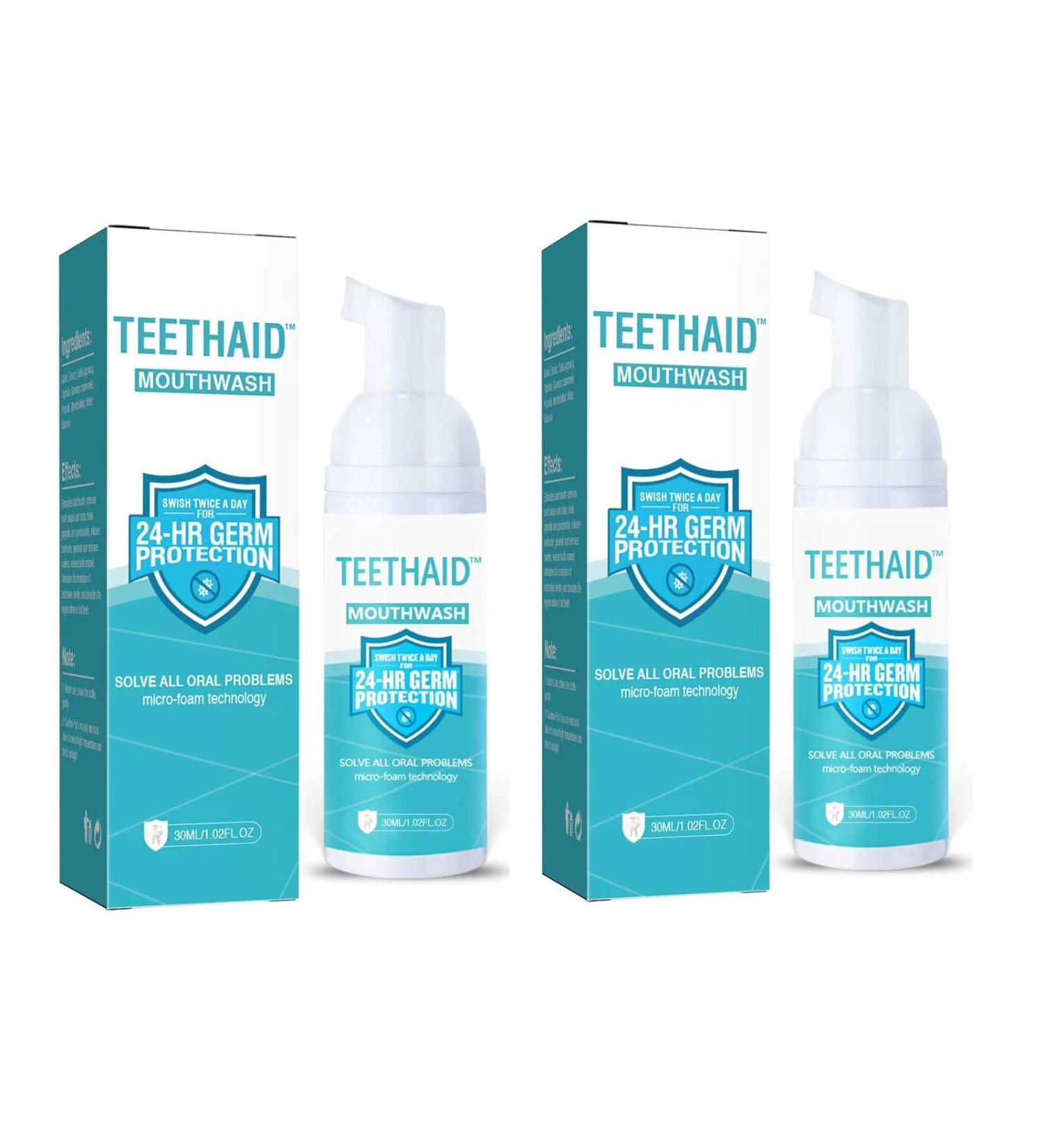 Teethaid Mouthwash & Whitening Foam - 30/50ml - Teeth Whitening Toothpaste & Oral Care | 2 Pcs - Buy Online on GoSupps.com