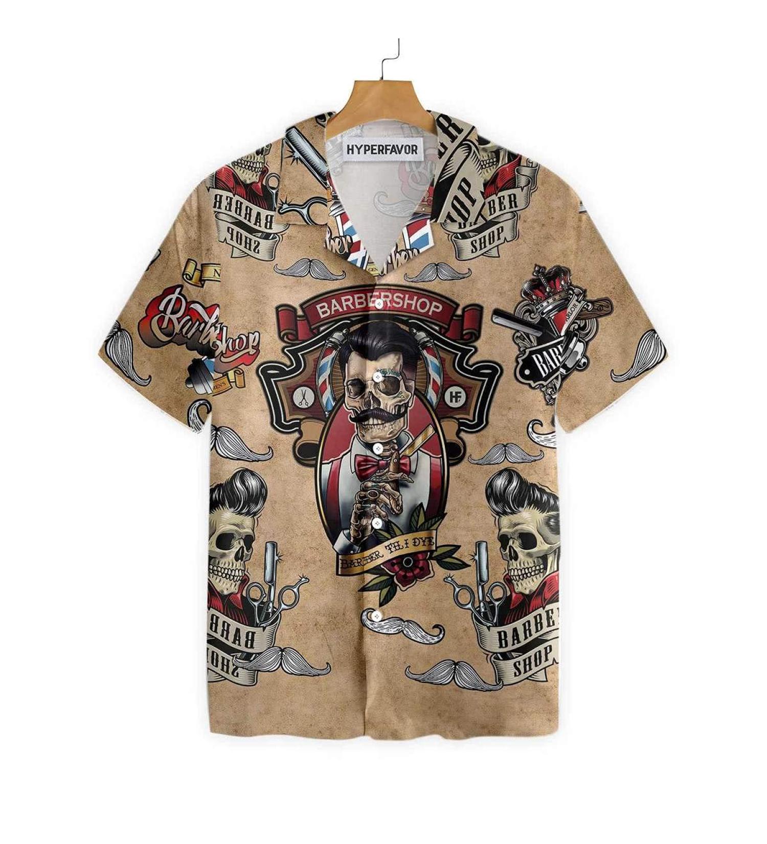 HYPERFAVOR Skull Barber Shirts for Men- Casual Short Sleeve Barber Skull Shirt Men- Barber Hawaiian Shirts for Men Large V6 - Buy Online on GoSupps.com